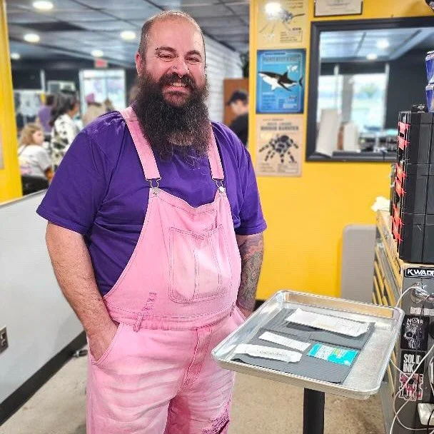 I hate having my picture taken, but Shannon was rushing through the shop today and wanted to catch me before I was back to work.
Big thanks to everyone who came out and made this weekend another great one