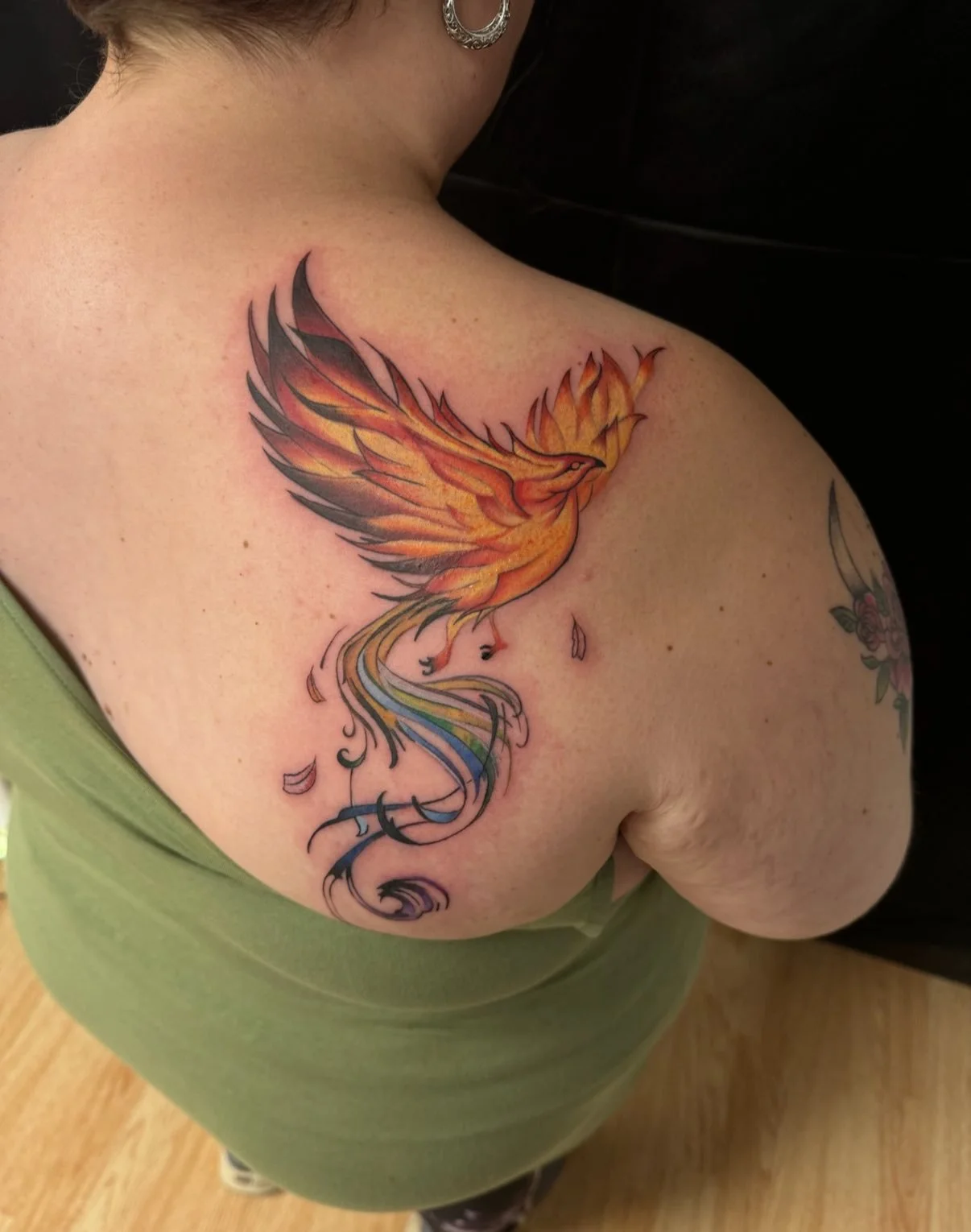 Love the colors in this one! Books are open let’s get something scheduled! 
#PhoenixTattoo #ColorTattoo #BackTattoo #PhoenixRising #TattooArt #TattooArtist #TattooDesign #FreshInk #TattooLove #FireAndInk #CustomTattoo #TattooWork #TattooInspir