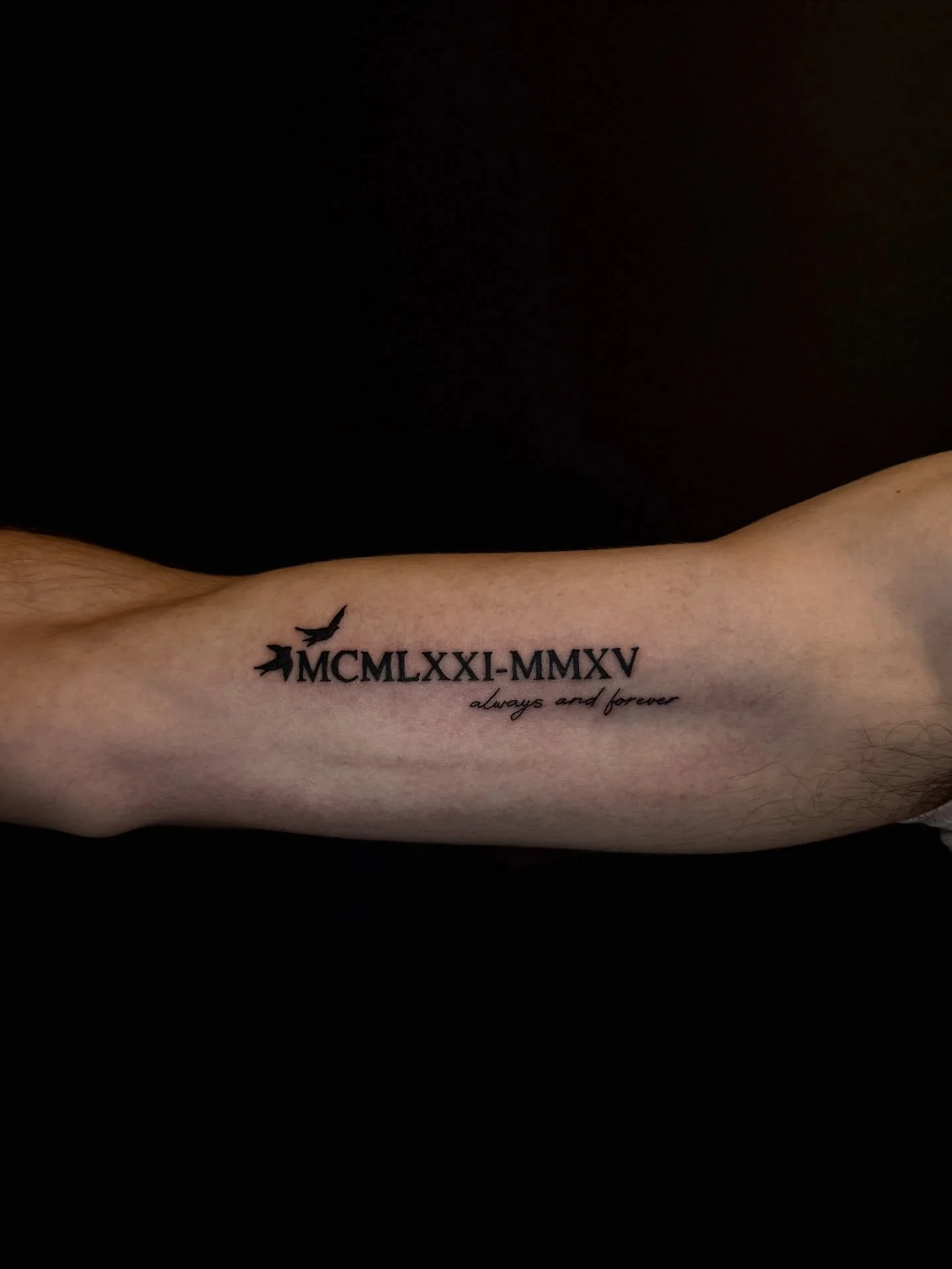 thank you for the trust on this project 🖤 🕊️ 🙏🏻 

fill the form in my bio to book 📖 
&bull;
&bull;
&bull;
&bull;
#tattoo #tattooartist #tattooart #scripttattoos #memorialtattoos #romannumeraltattoo #blackworktattoos #michigantattooer #michiganta