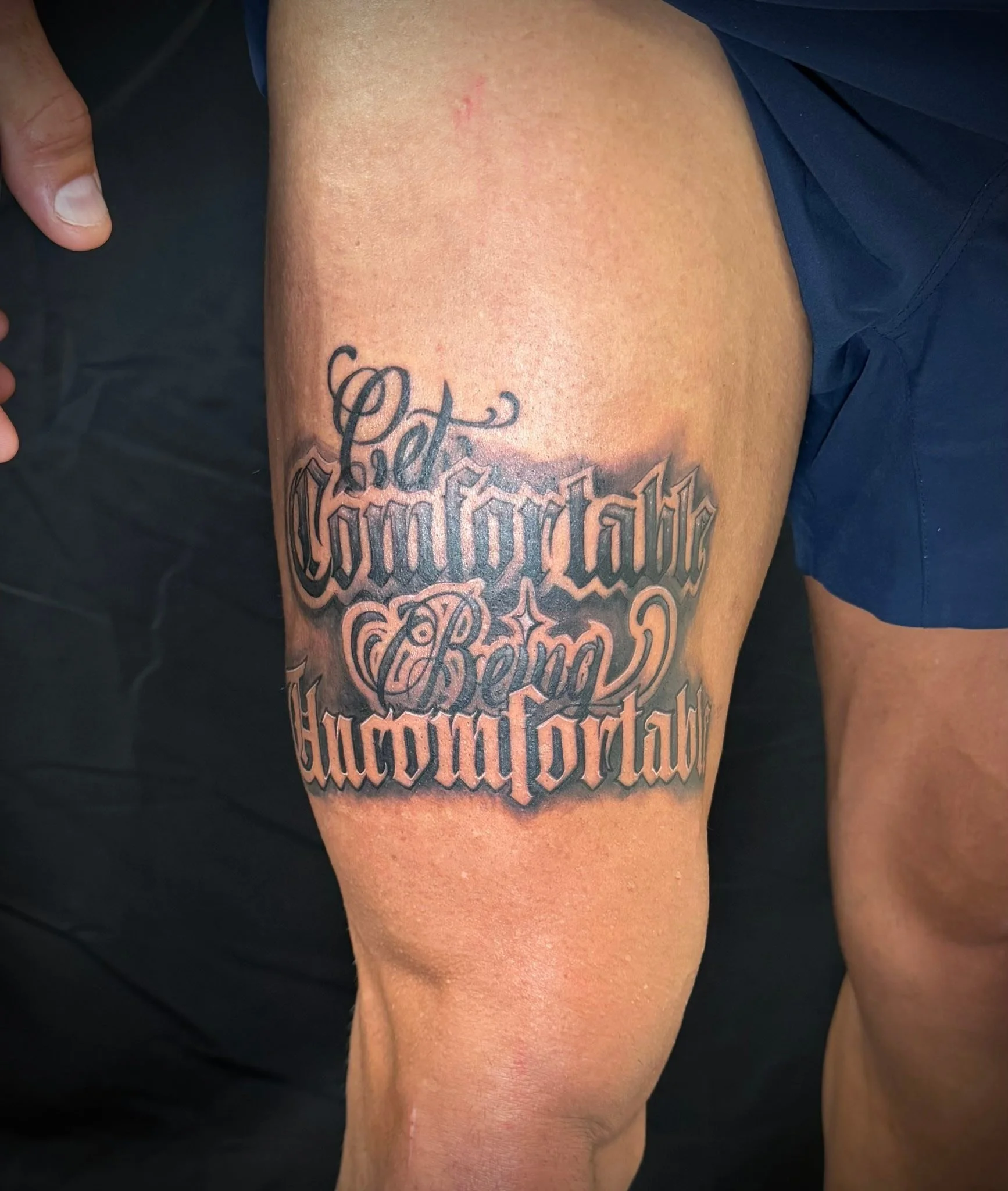 Love some clean script work. Book with me now to lock in your next lettering piece!

#LetteringTattoo #TattooLettering #CalligraphyTattoo #CustomScript #CleanLines #TattooArt #TattooDesign #TattooStudio #TattooLife #TattooArtist #BookNow #TattooBooki