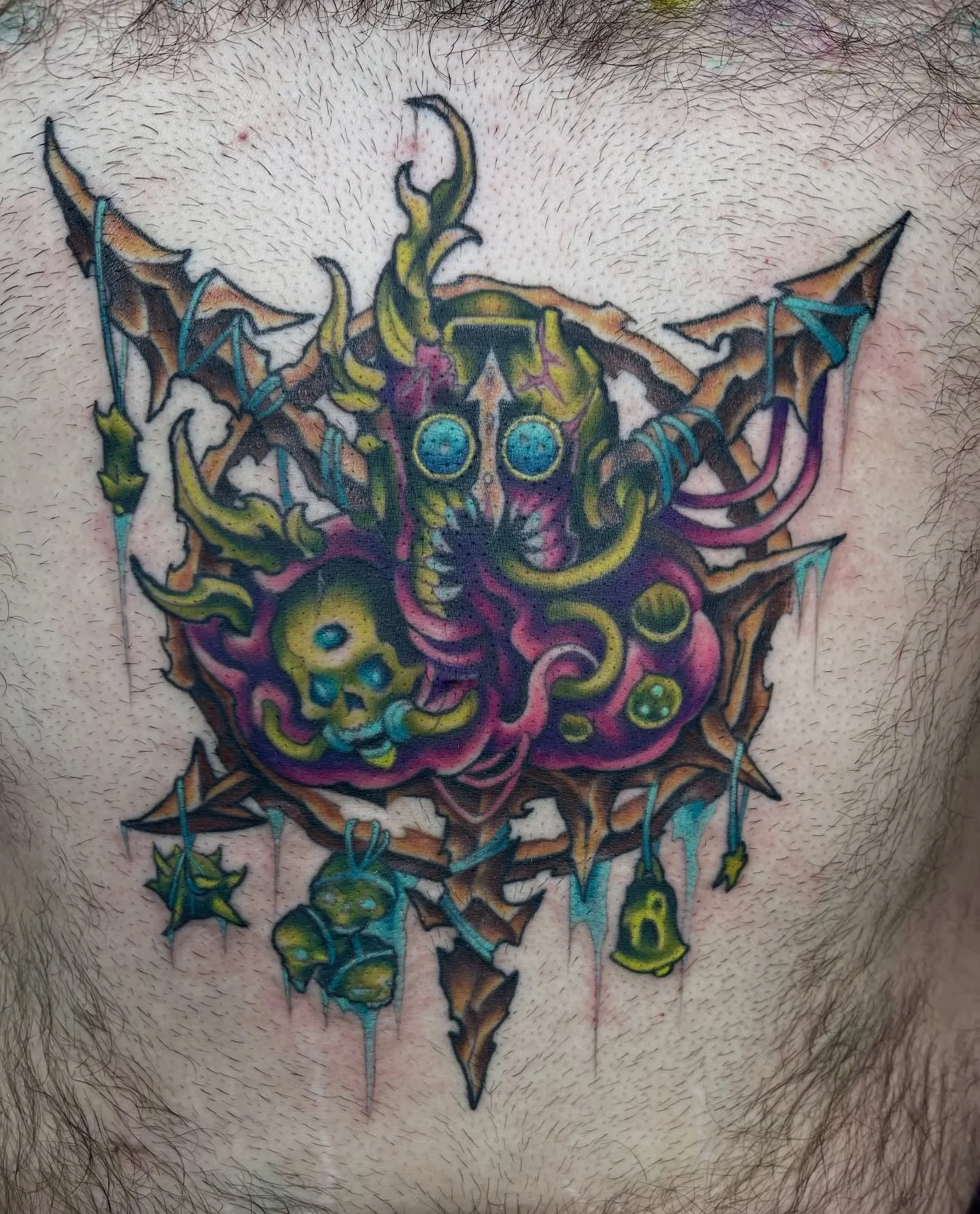 Deathguard tattoo on my bud @droopy_minis thanks homie! 
@hive.tattoo.studio @claudiocamilucci 

#flintmichigan #flinttattooartist #michigantattooers #michigantattooartist #colortattoo #michiganartist #tattoo #art #tattoos #guyswithtattoos #girlswith