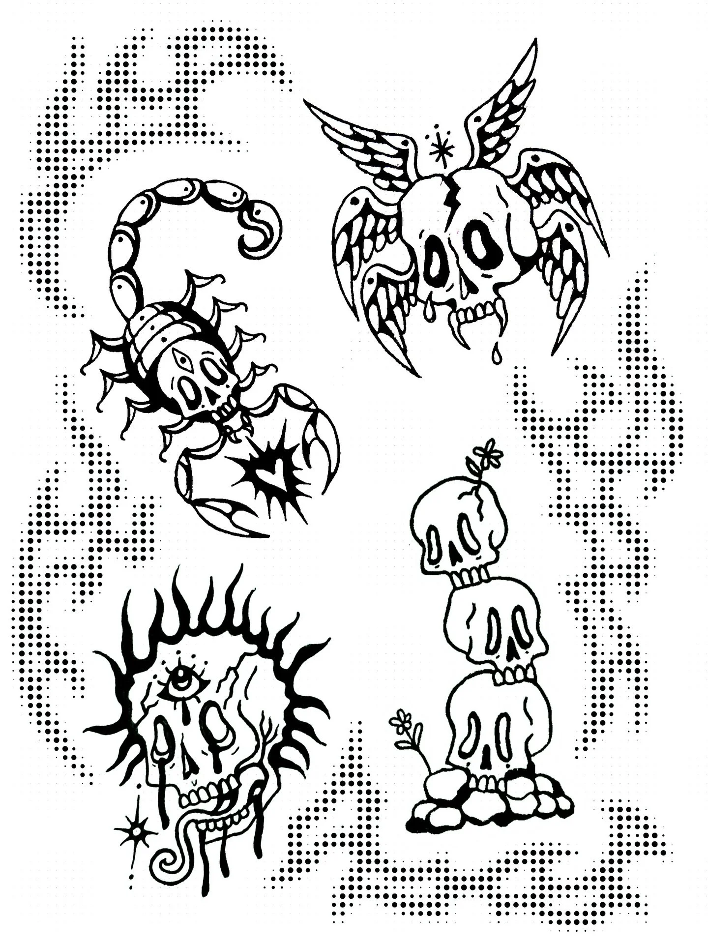 flash 4 u 💀 🪽 
fill the form in my bio to book 📖 
&bull;
&bull;
&bull;
&bull;
&bull;
&bull;
#tattooflash #blackworktattoos #michigantattooartist #michigantattooers #detroittattooartist