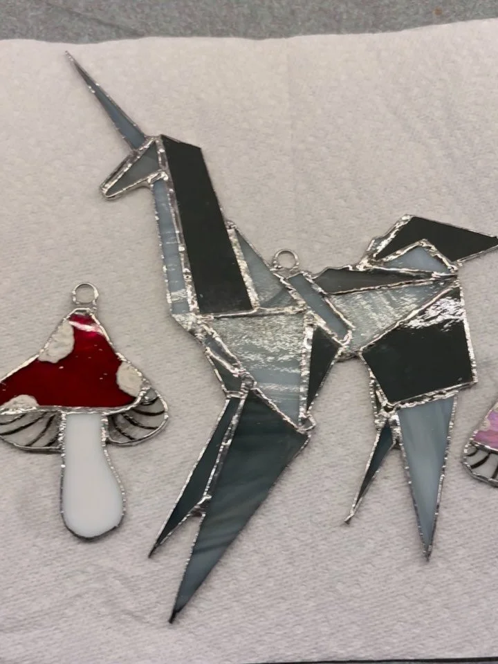 Vera and Em designed and made some mushrooms.
I did that origami unicorn that Gaff made in blade runner.
We had fun.