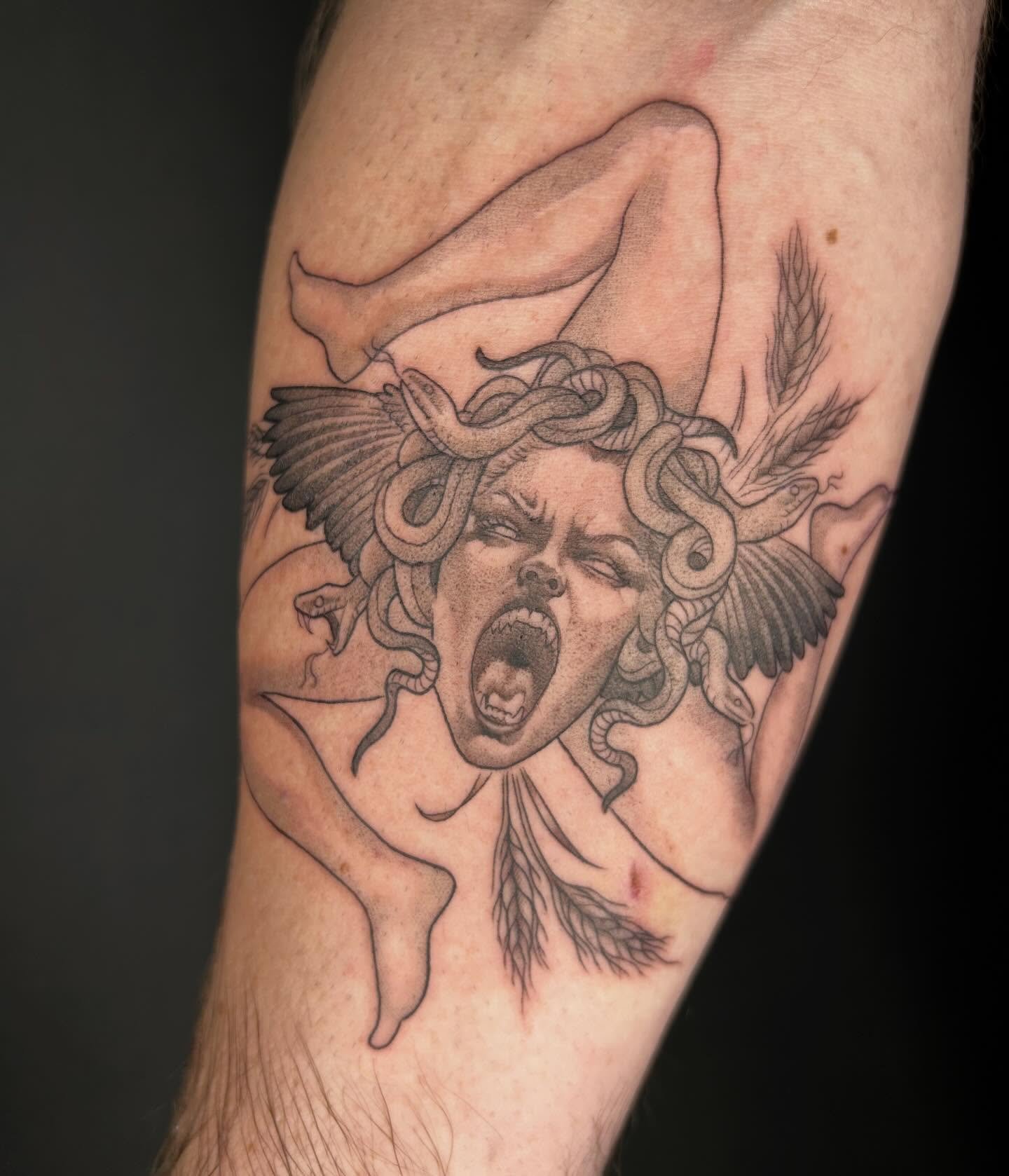 The Sicilian flag with my own twist! 

#tattooartist #michigantattooartist #femaletattooartist #blackwork #blackworktattoo