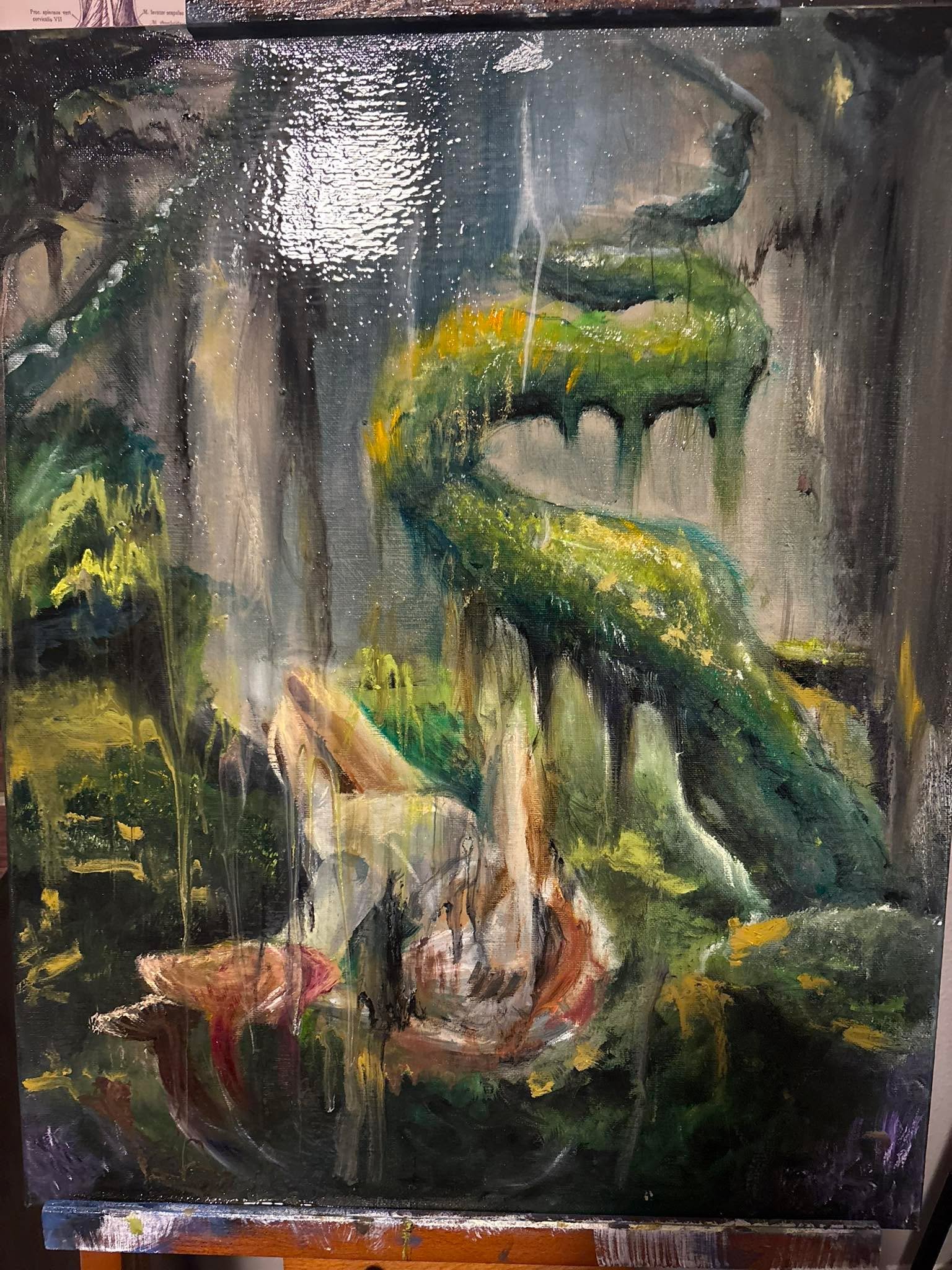 I finally tried to paint again after almost six months. Tried to reopen one of my oil paintings. Got the ratio of stand oil and solvent wrong. Just watching it melt.
Art is fucking frustrating sometimes.
I really liked that one man. 🤦🏻&zwj;♂️