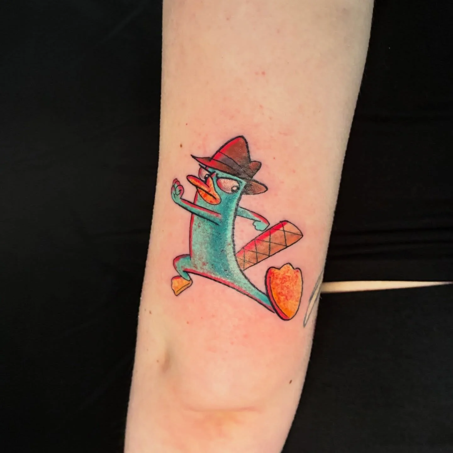 Dr. Doofenshmirtz could never. I had a really fun time making this Perry the platypus piece on a good friend. Thanks for the trust! 

Do you have some cartoon characters you want tattooed? I&rsquo;d love to make them. Shoot me a message and let&rsquo