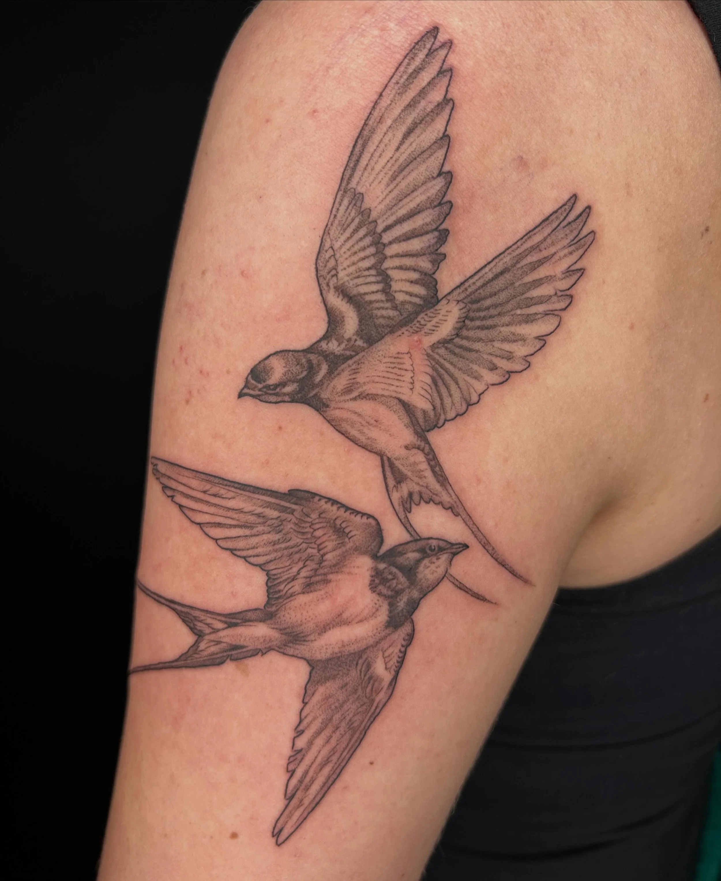 Can never go wrong with a Swallow❤️

#tattooartist #michigantattooartist #femaletattooartist #blackwork #blackworktattoo