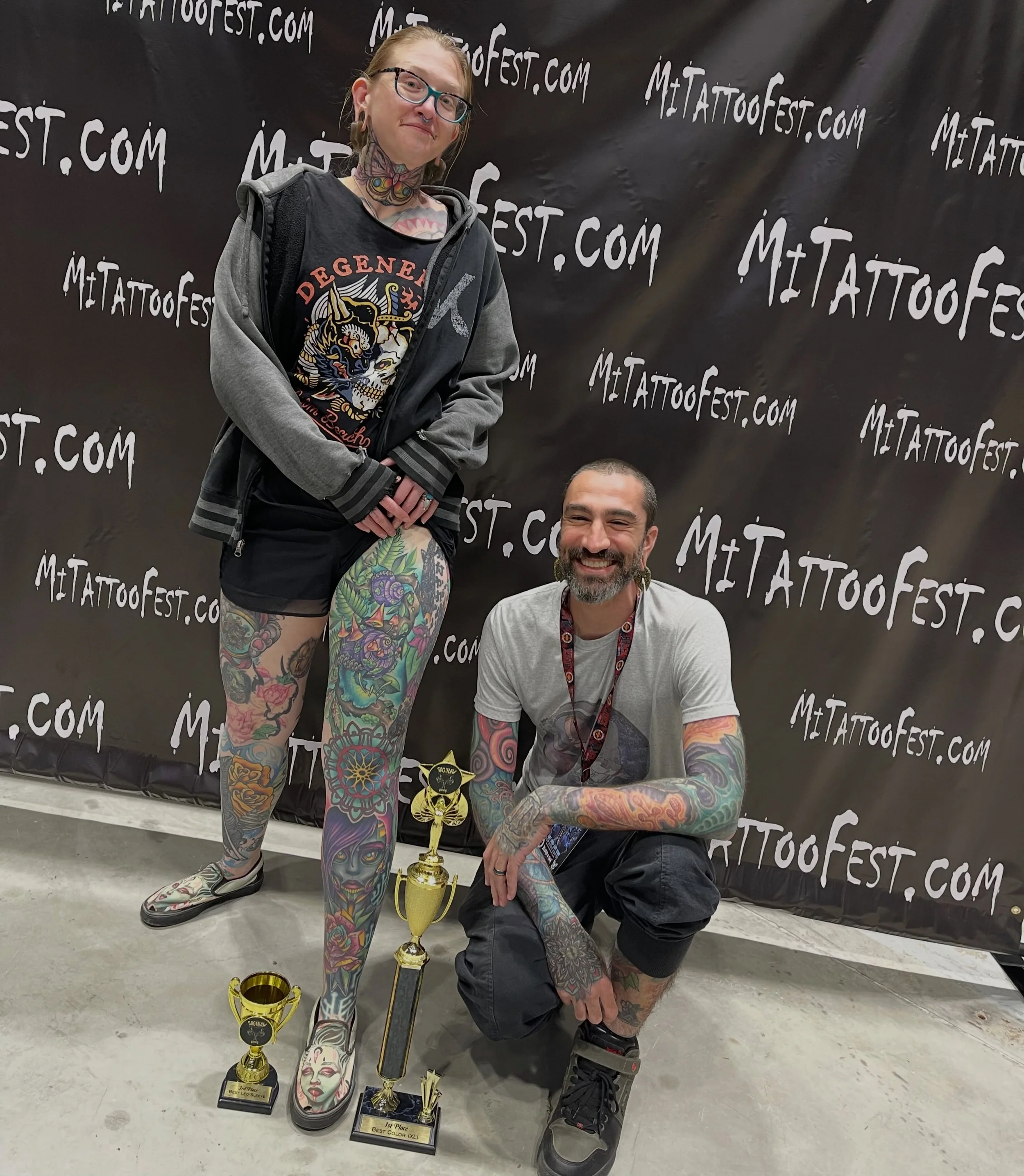 Woooo 1st place XL color and 3rd place leg sleeve 💯😍 @mitattoofest thank you great turn out!