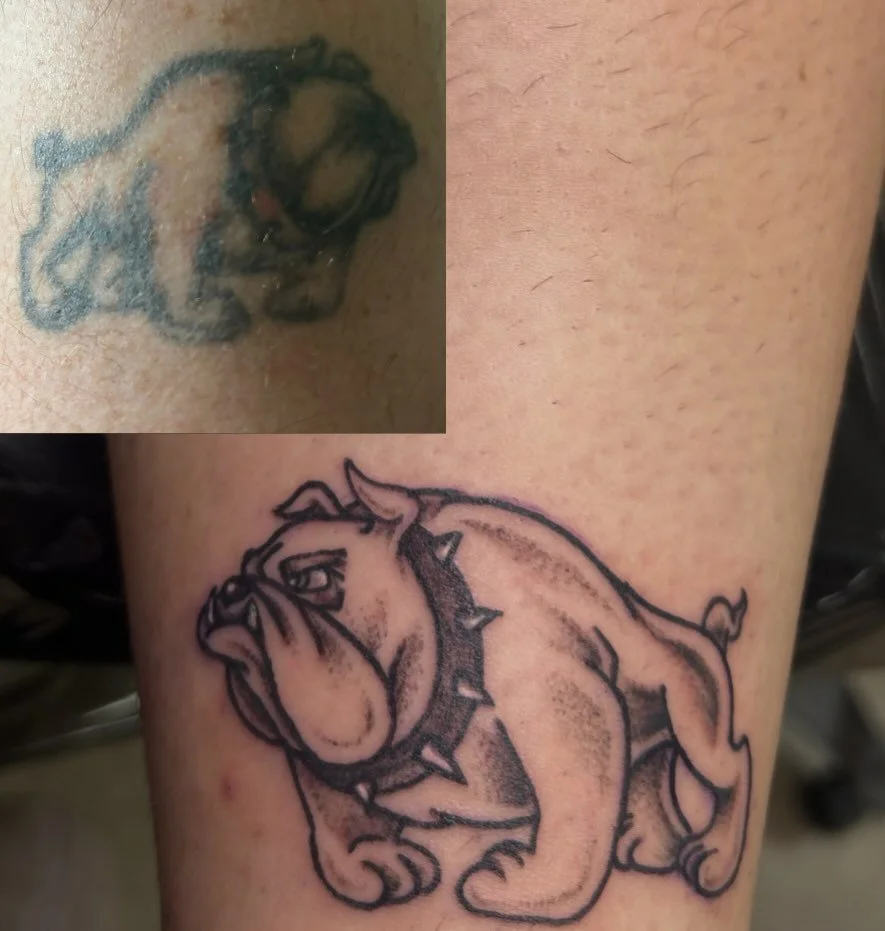 My client today wanted a recreation of her dad's tattoo. Such a fun challenge