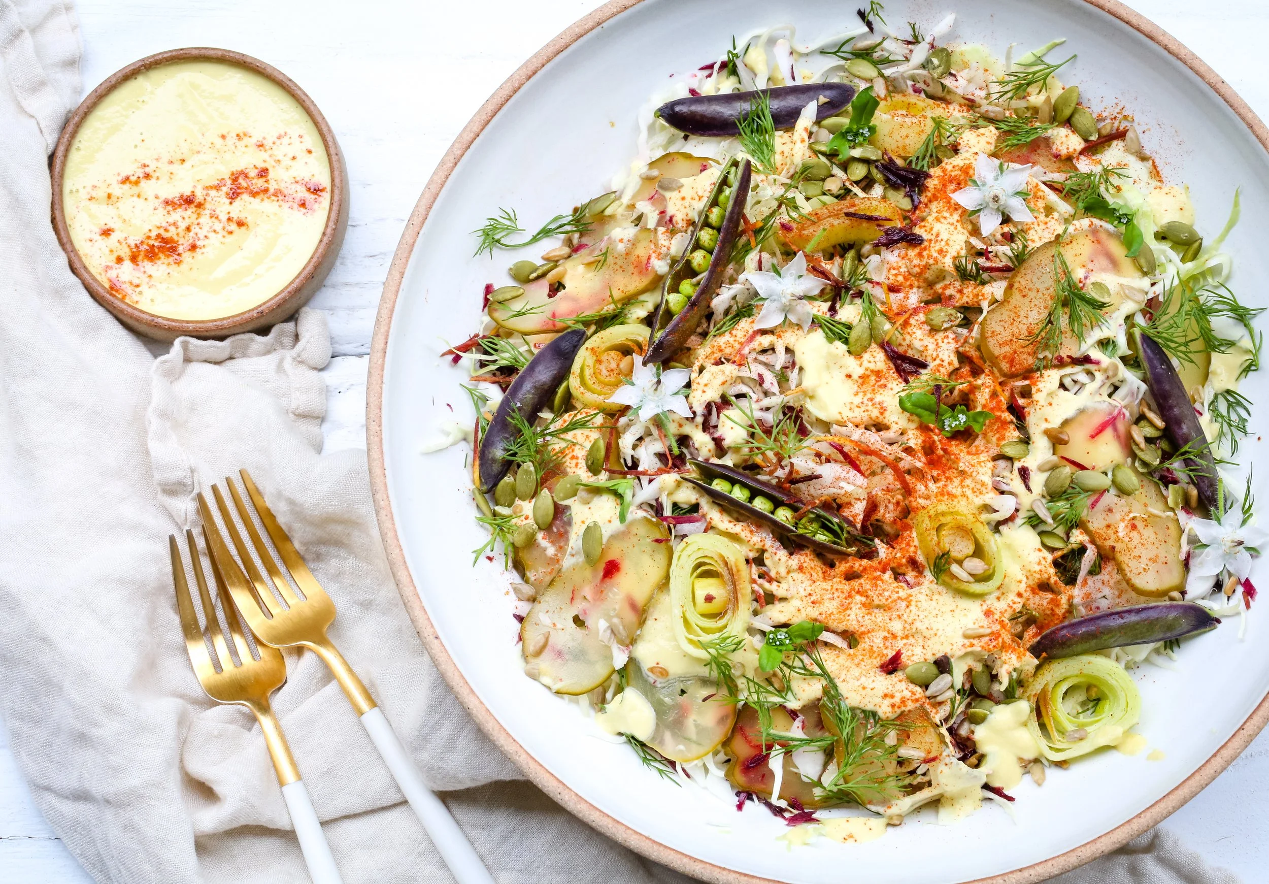 Cabbage Salad Recipe w/ Leek Dressing
