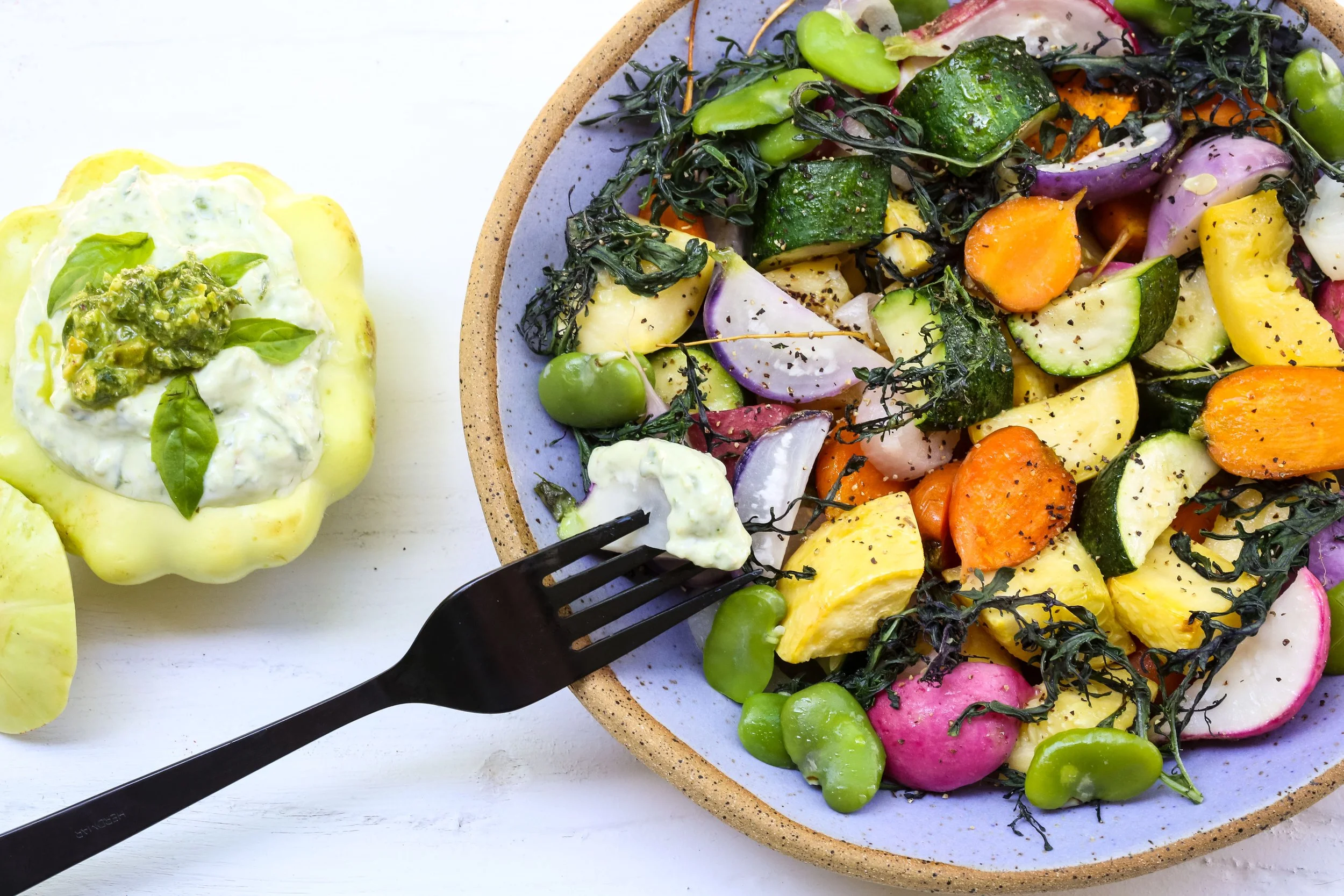 Roasted Summer Squash w/ Basil Pesto Sauce Recipe