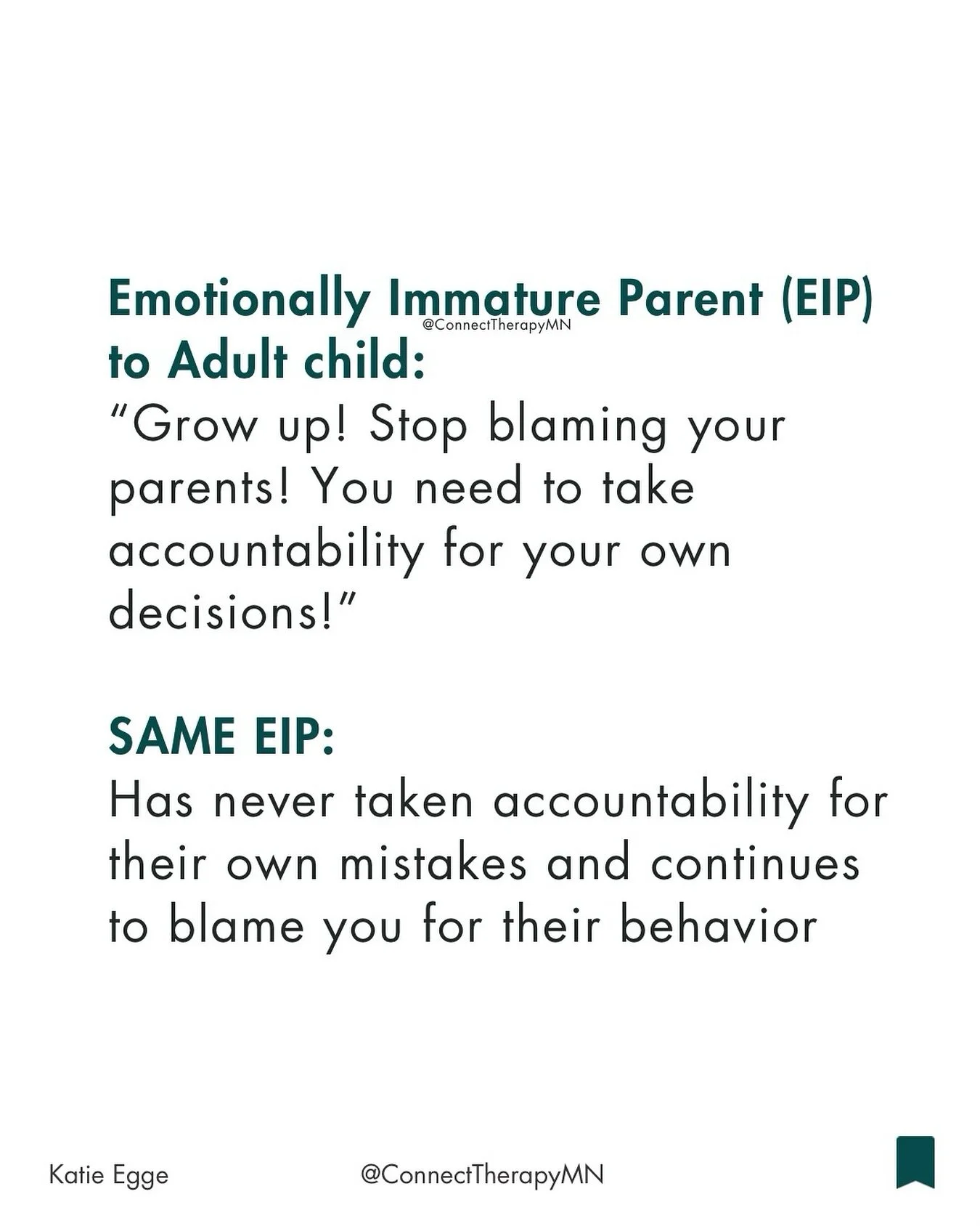 ‼️It&rsquo;s WILD how some emotionally immature parents (EIPs) expect their adult child to do things they themself still REFUSE to do: 

🔺Apologize
🔺Self-reflect
🔺Take accountability 

The kicker is that many EIPs don&rsquo;t realize this within t