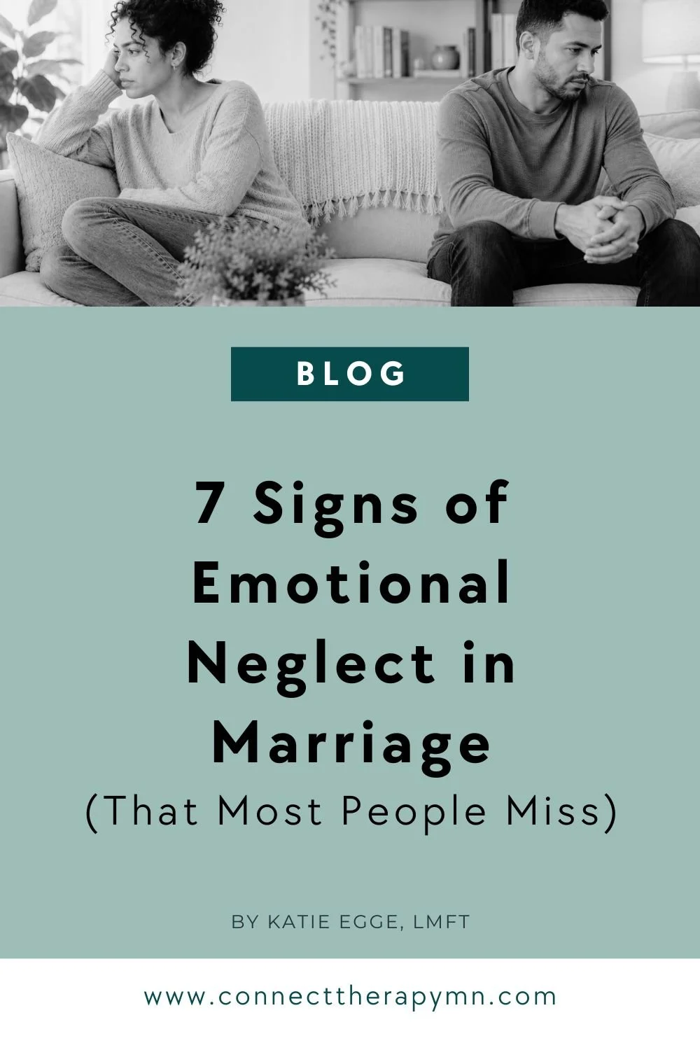 Emotionally disconnected mixed-race couple sitting apart on a couch, illustrating emotional neglect in marriage and emotional distance in romantic relationships.