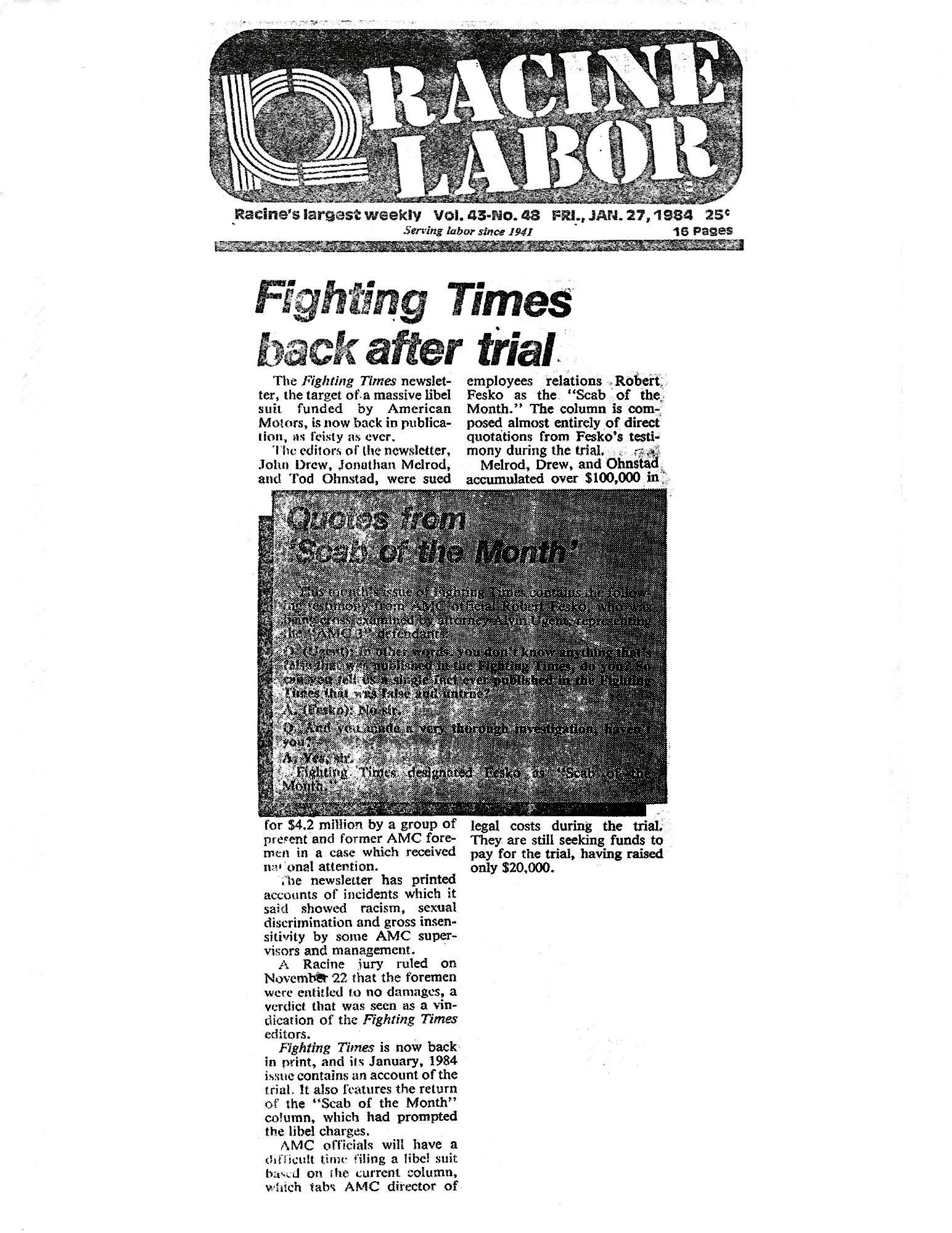 Racine Labor 1-27-84