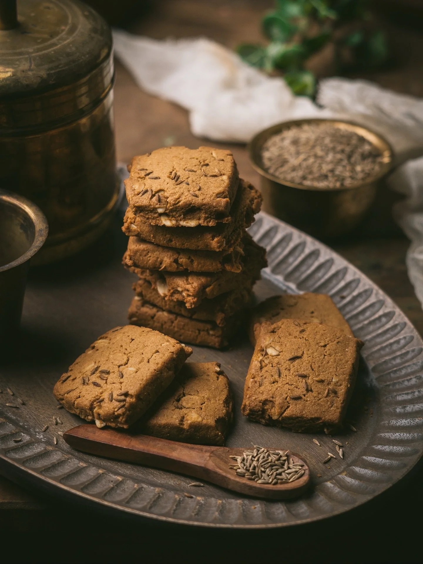 Jeera Ghee Cookies - such a comforting snack&hellip; shooting them took me back to those days where I was figuring out photography and styling&hellip; studying with so much passion and practice&hellip; dark moody photography was something I wanted to
