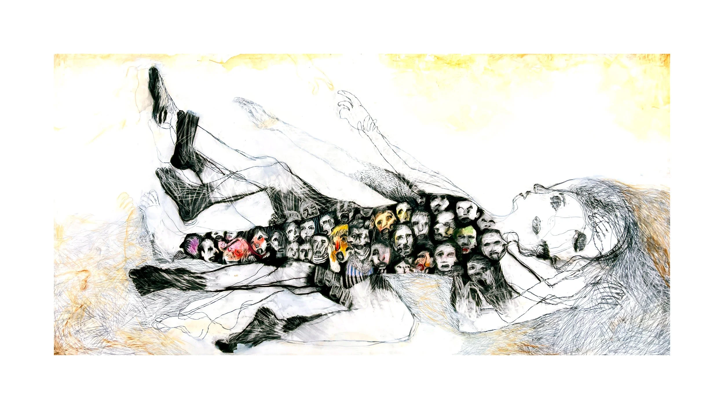 Look Up, acrylic, charcoal, & pencil on paper,  50" x 100"