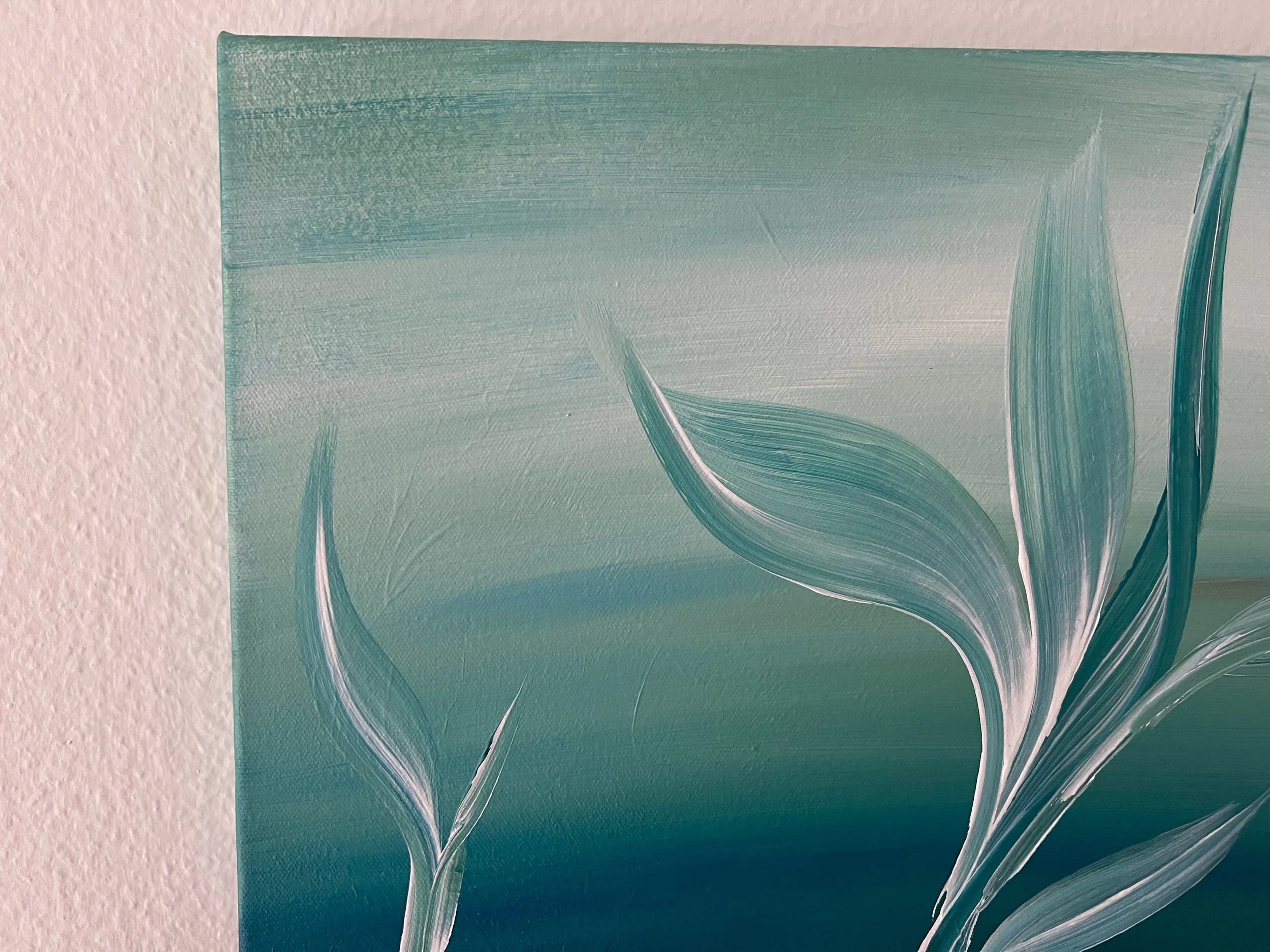 Stillness_abstraktes Acrylbild in grün mit Pflanzen_IMG_3573.jpeg