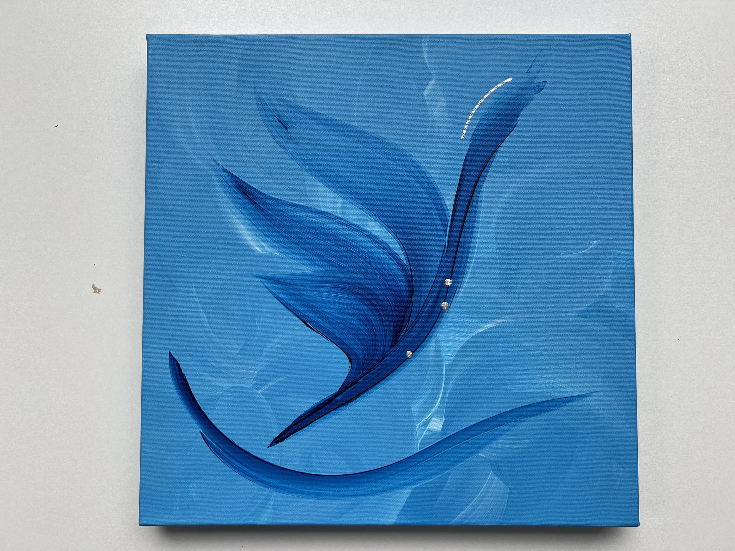 Abflug_abstraktes Wandbild gemalt Acryl in hellblau - Zürich.jpeg