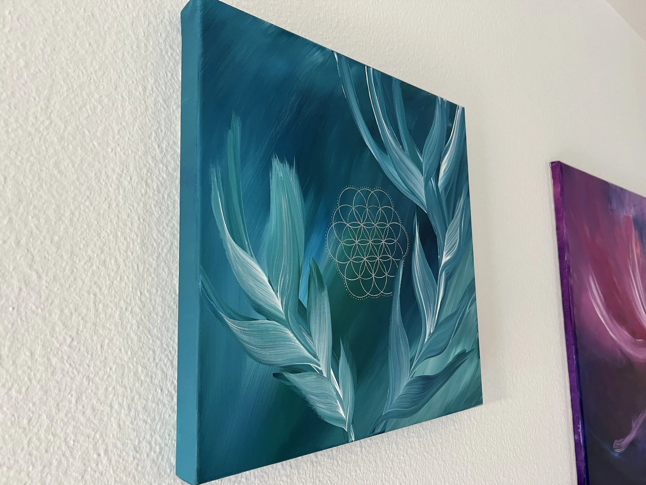 Essenz_abstrakte Acrylmalerei Botanical Pflanze Blume grünblau_IMG_4390.jpeg