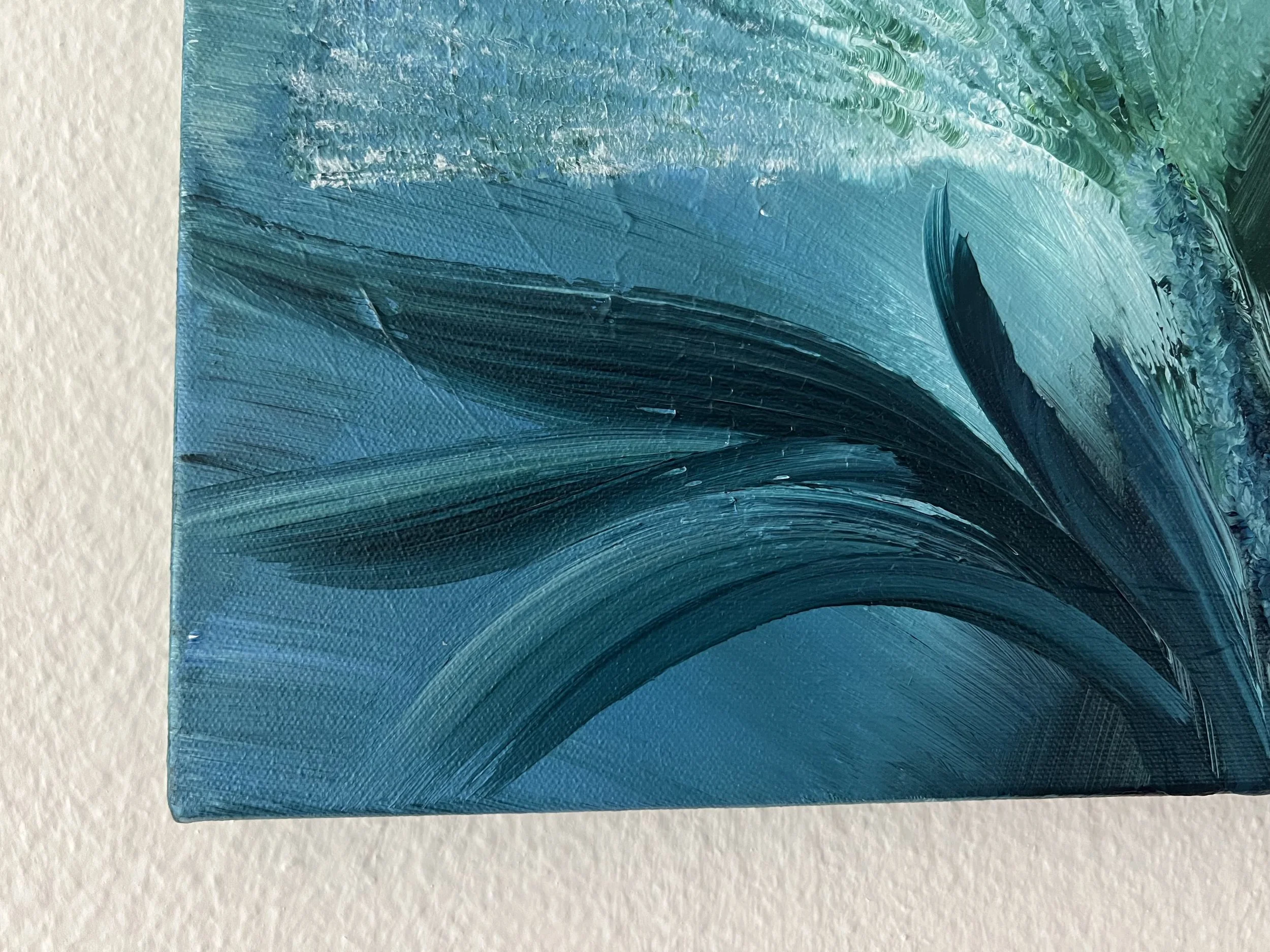 Morgentau_abstraktes Acrylbild Blume petrol grünblau_IMG_3289-1.jpeg