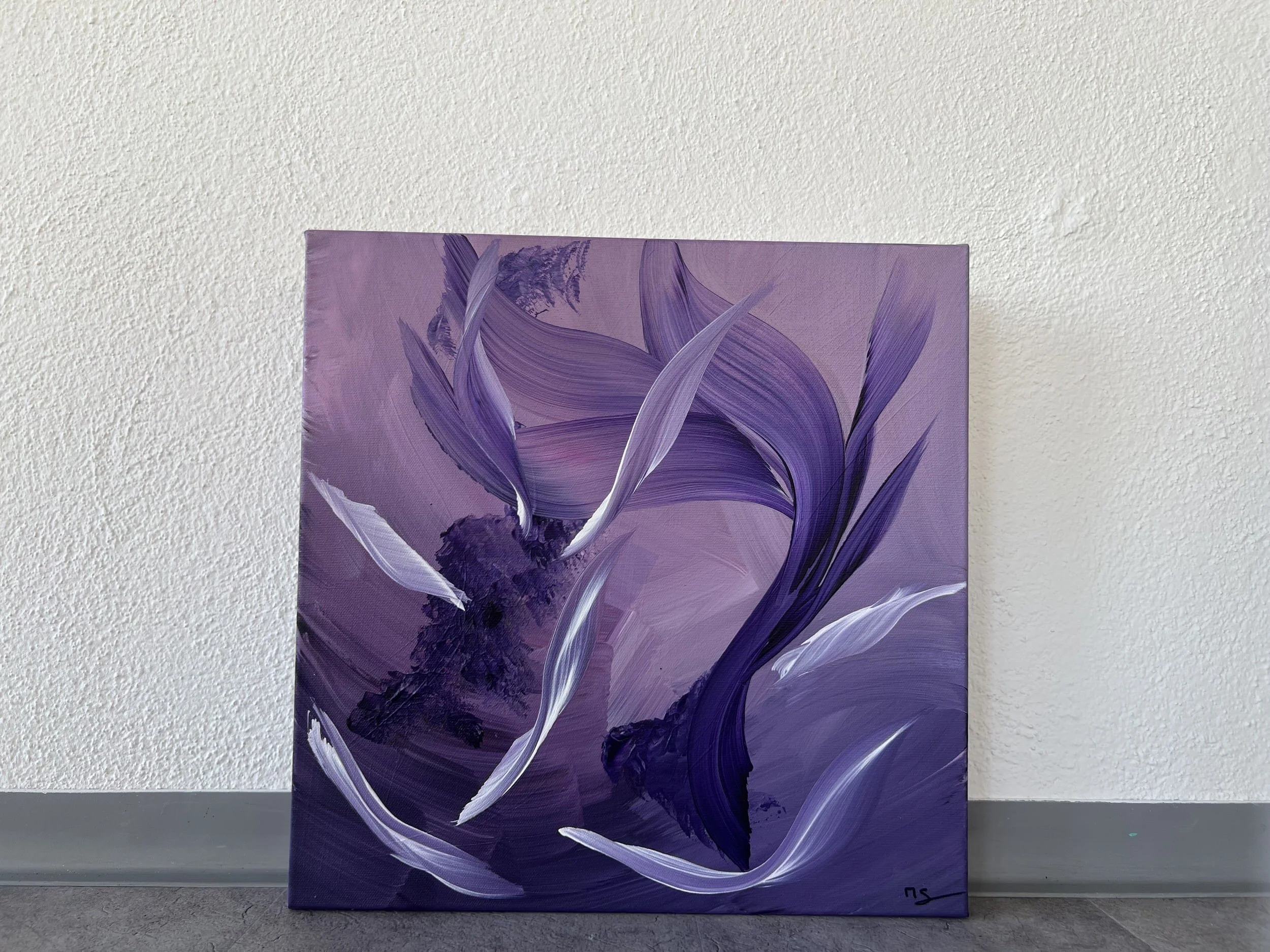 Fliegende Felsen_abstraktes Acrylbild in violett_IMG_5861.jpeg