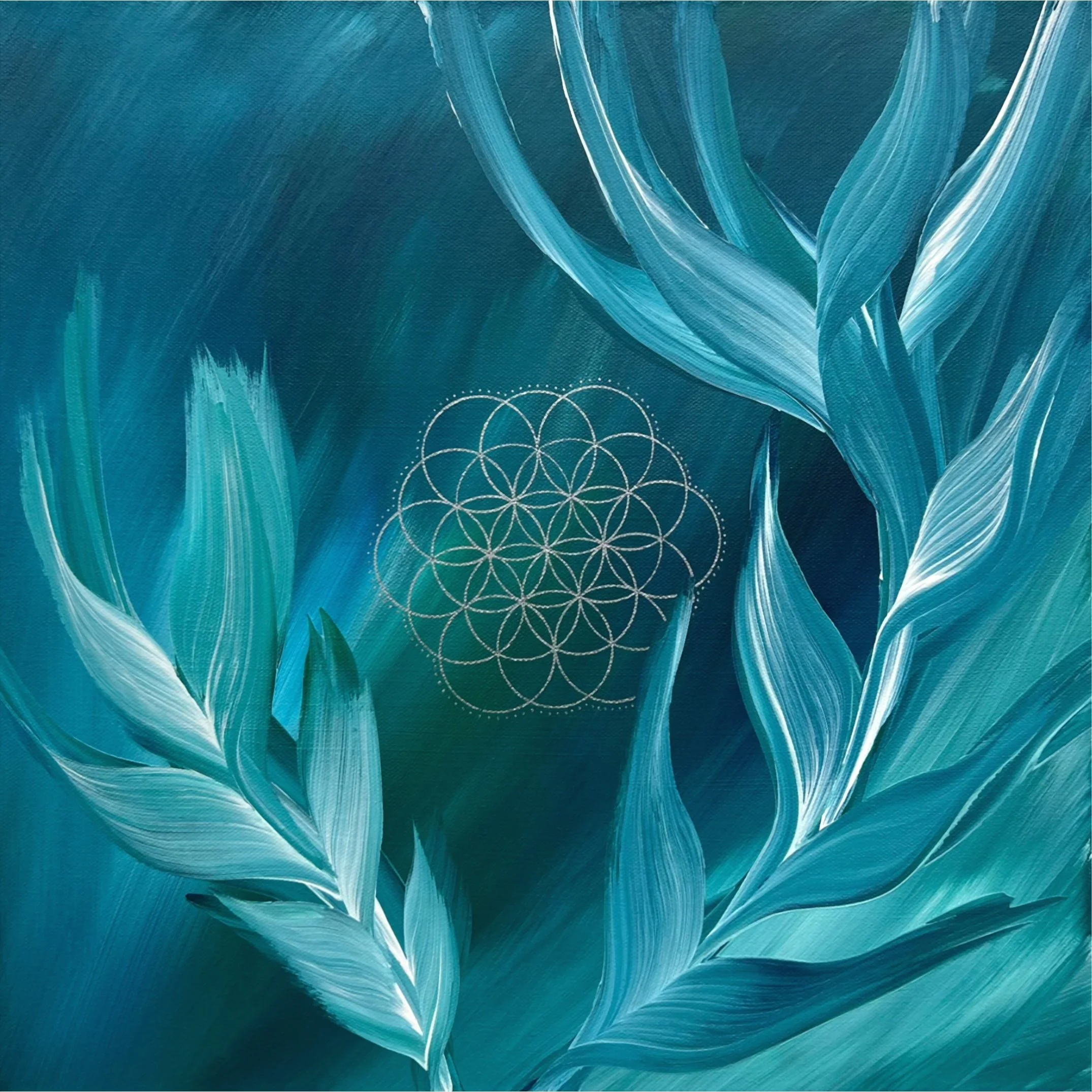 Essenz_abstrakte Acrylmalerei Botanical Pflanze Blume grünblau.jpg