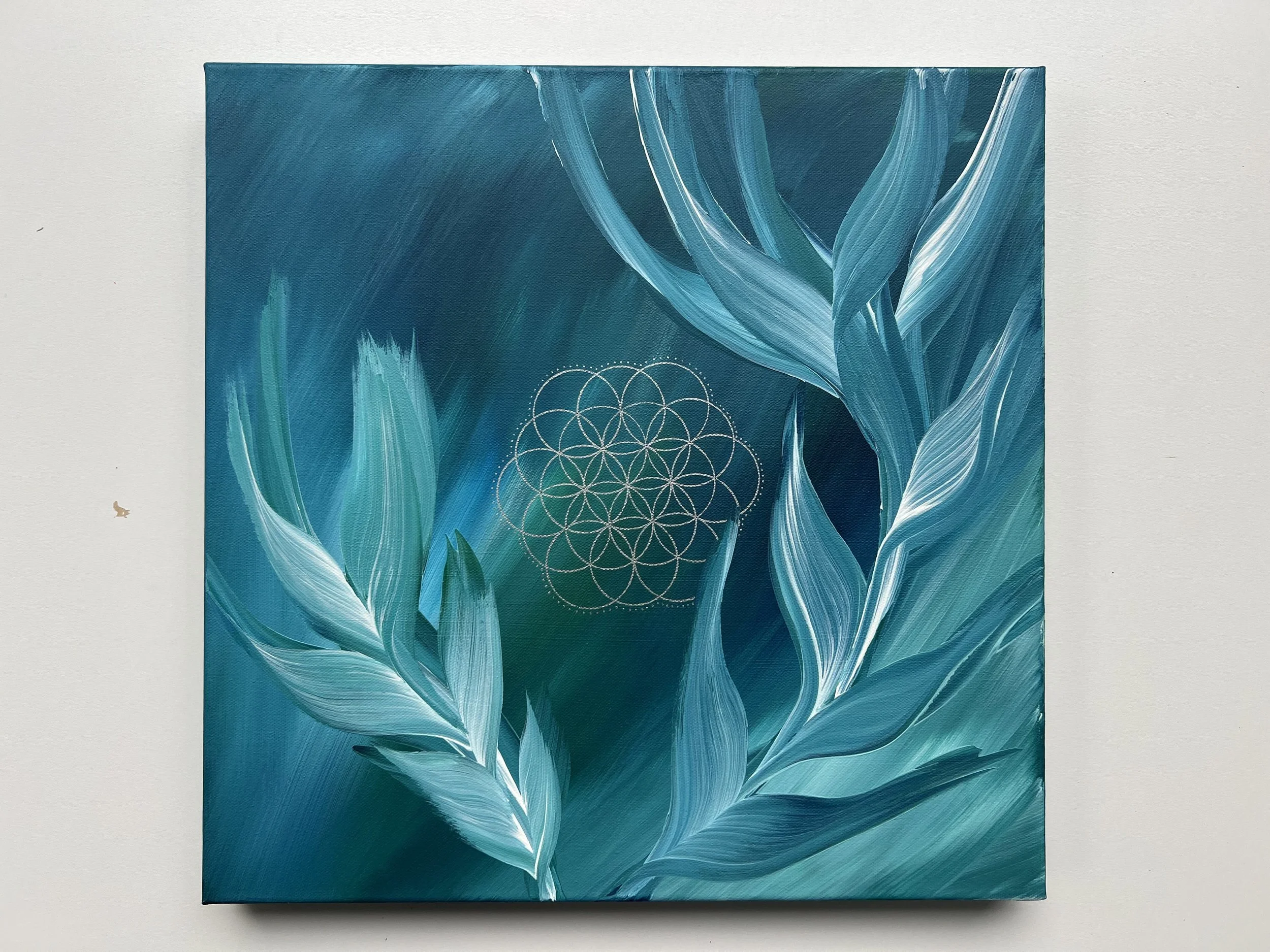 Essenz_abstrakte Acrylmalerei Botanical Pflanze Blume grünblau_IMG_4386.jpeg