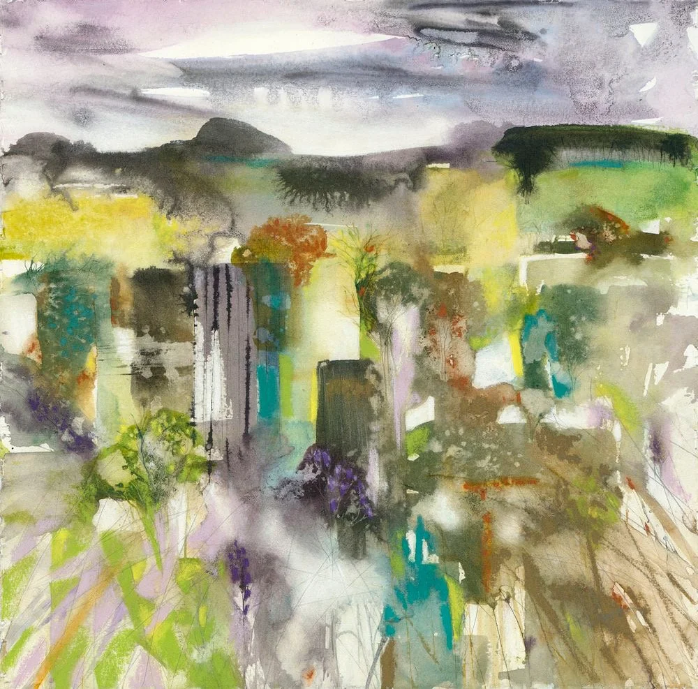 Shades of Green   £380
 Watercolour
 Sold in mount only for safety  50 x 50cm 
  Free shipping to UK, only