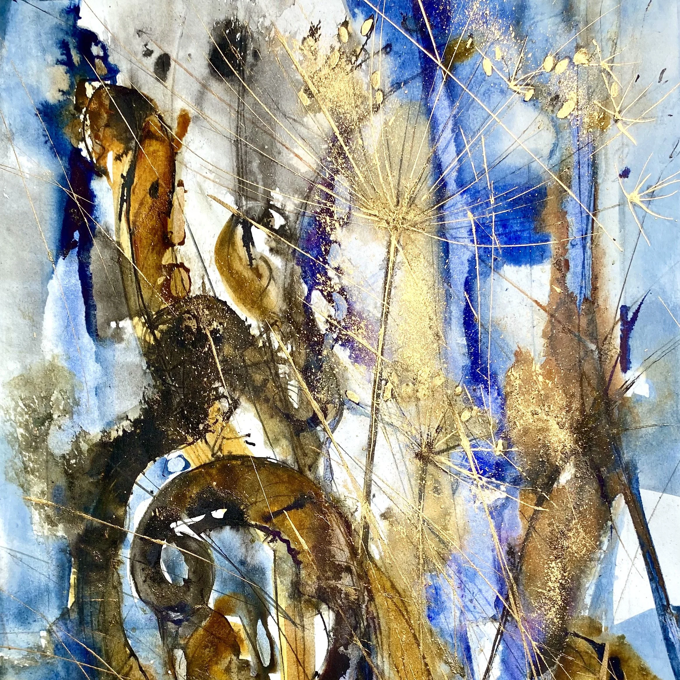 In Autumn Gold  £380
 Mixed Media
 Sold in mount only for safety  50 x 50cm 
  Free shipping to UK, only