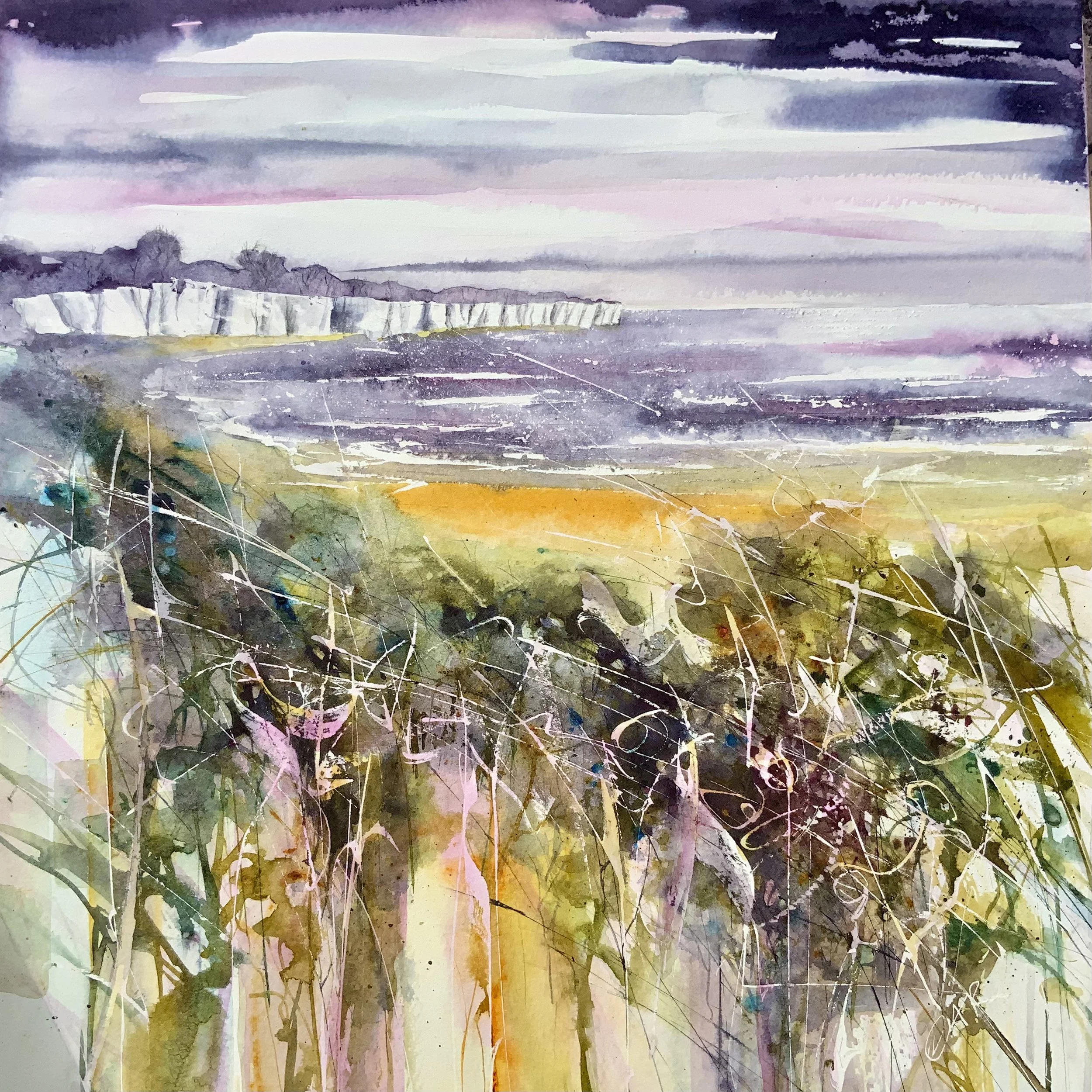 Pegwell Bay   £380
 Watercolour
 Sold in mount only for safety . 50 x 50cm 
 Free shipping to UK, only