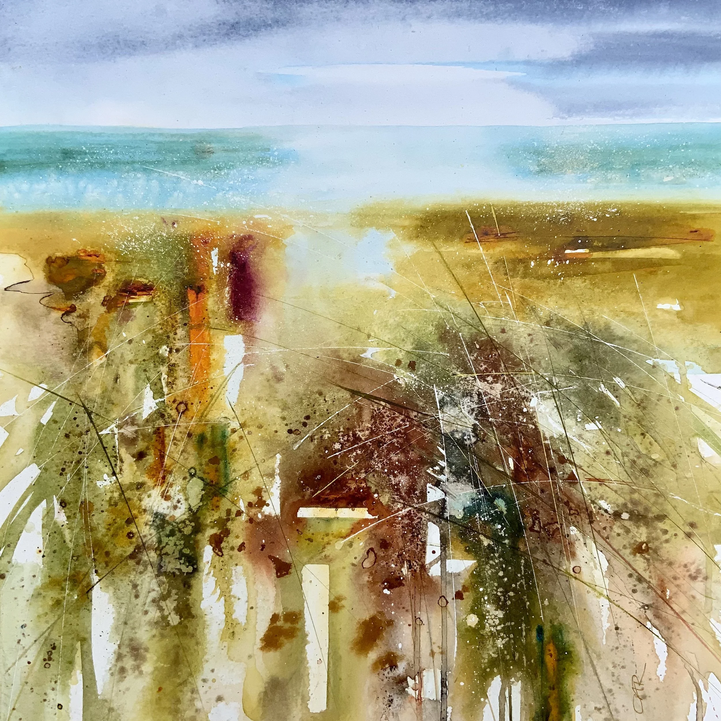 Light in the Bay   £380
 Watercolour
 Sold in mount only for safety  50 x 50cm 
  Free shipping ito UK, only