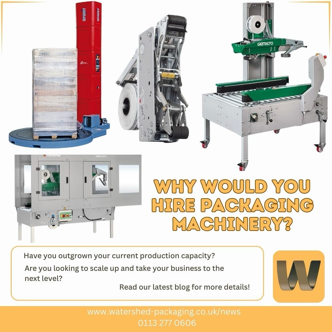 💥 Why would you hire Packaging Machinery?

💬 &ldquo;At Watershed, we provide a wide range of end-of-line packaging machinery and equipment for hire to a number of different industries, including Cosmetics, Pharmaceuticals, Chemicals, Lubricants, Fo