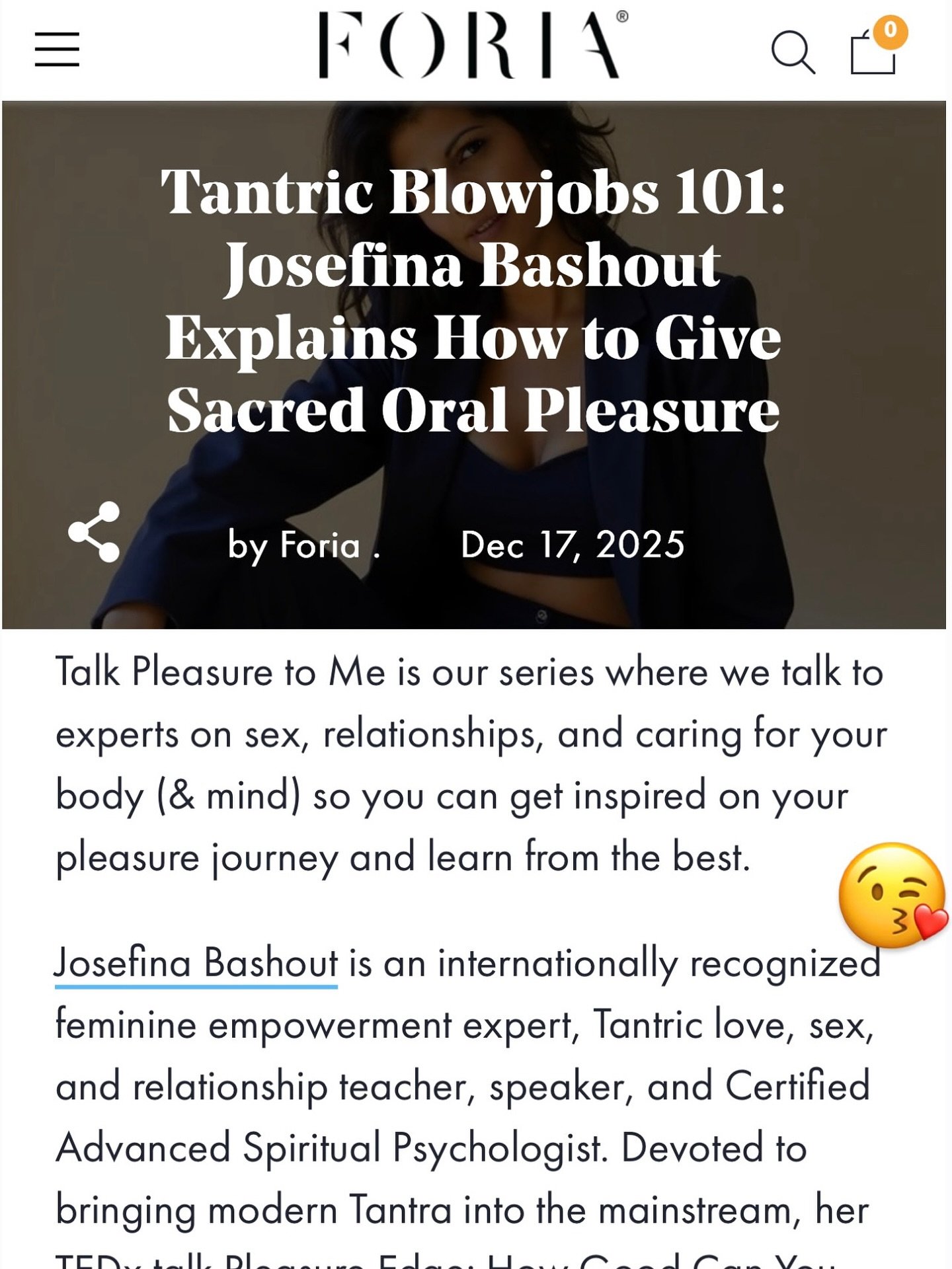 Talk Pleasure with me and @foriawellness as I spill the tea on how to give sacred oral pleasure aka mindblowing Tantric BJ that&rsquo;s just as good to give as it is to receive this holiday🍒🍆💦 

Comment &lsquo;BJ&rsquo; to get access to the articl