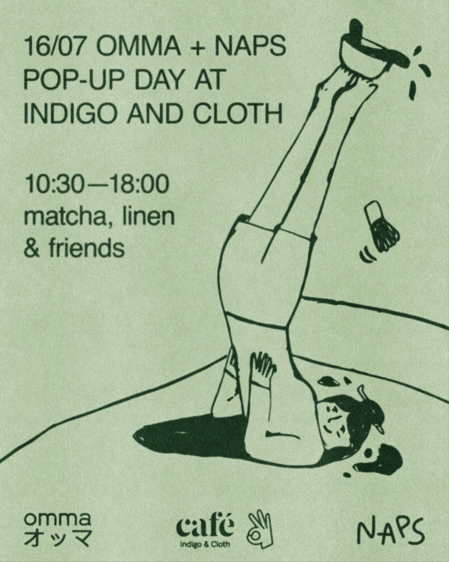 to sleep - take naps
to stay awake - drink matcha

sister brands @your.omma &amp; @napsstudios this Sunday at @indigoandcloth 

come say hello, discover (or re-discover) matcha &amp; take a nap. 

if you&rsquo;re extra curious about tea, take the las