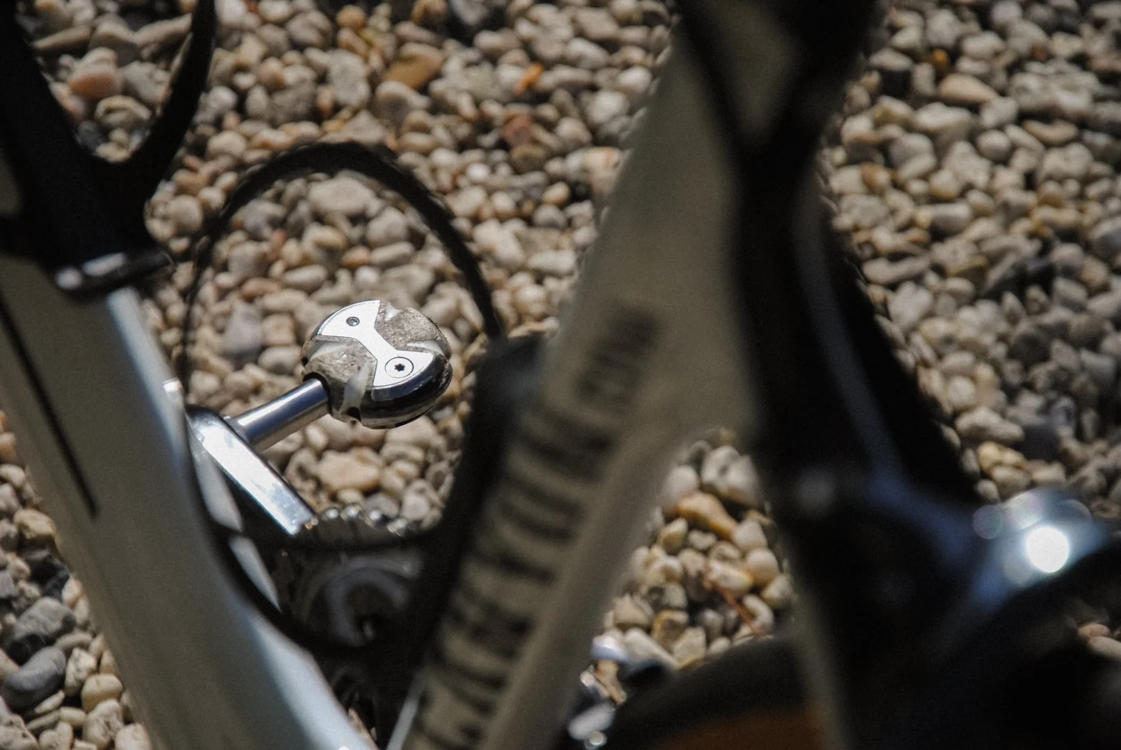 A pre-Wahoo Speedplay pedal on a 2013 Canyon Aeroad, the older stainless design from before the 2021 Wahoo relaunch.