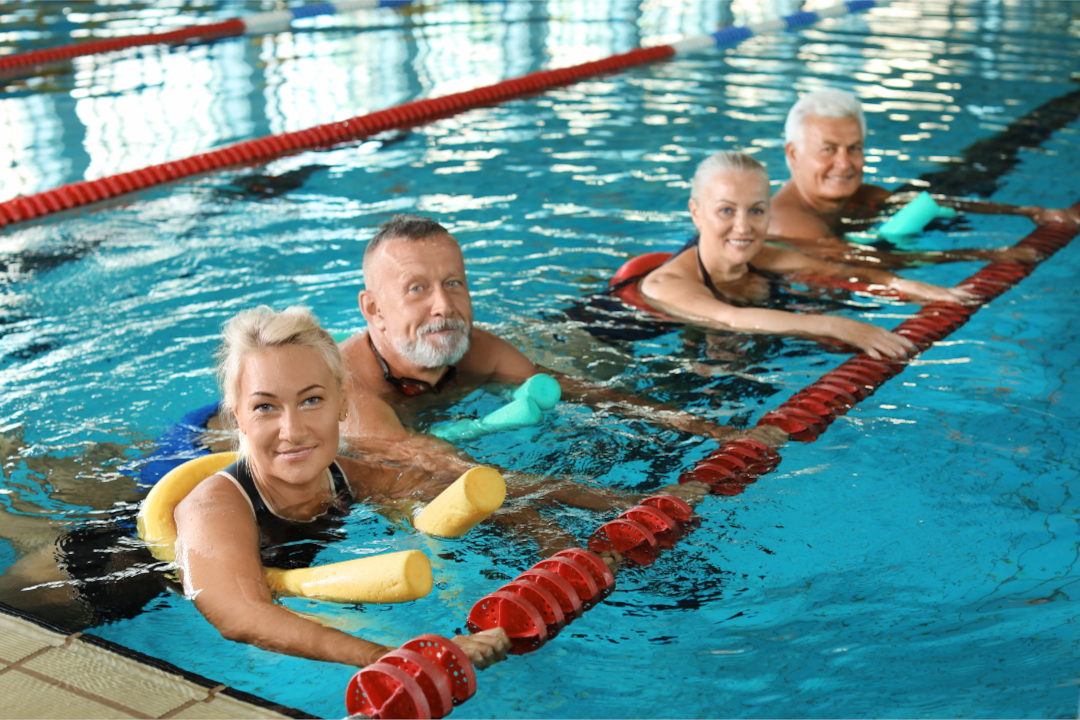 Individuals swimming to help their joints feel better and remain active with less pain