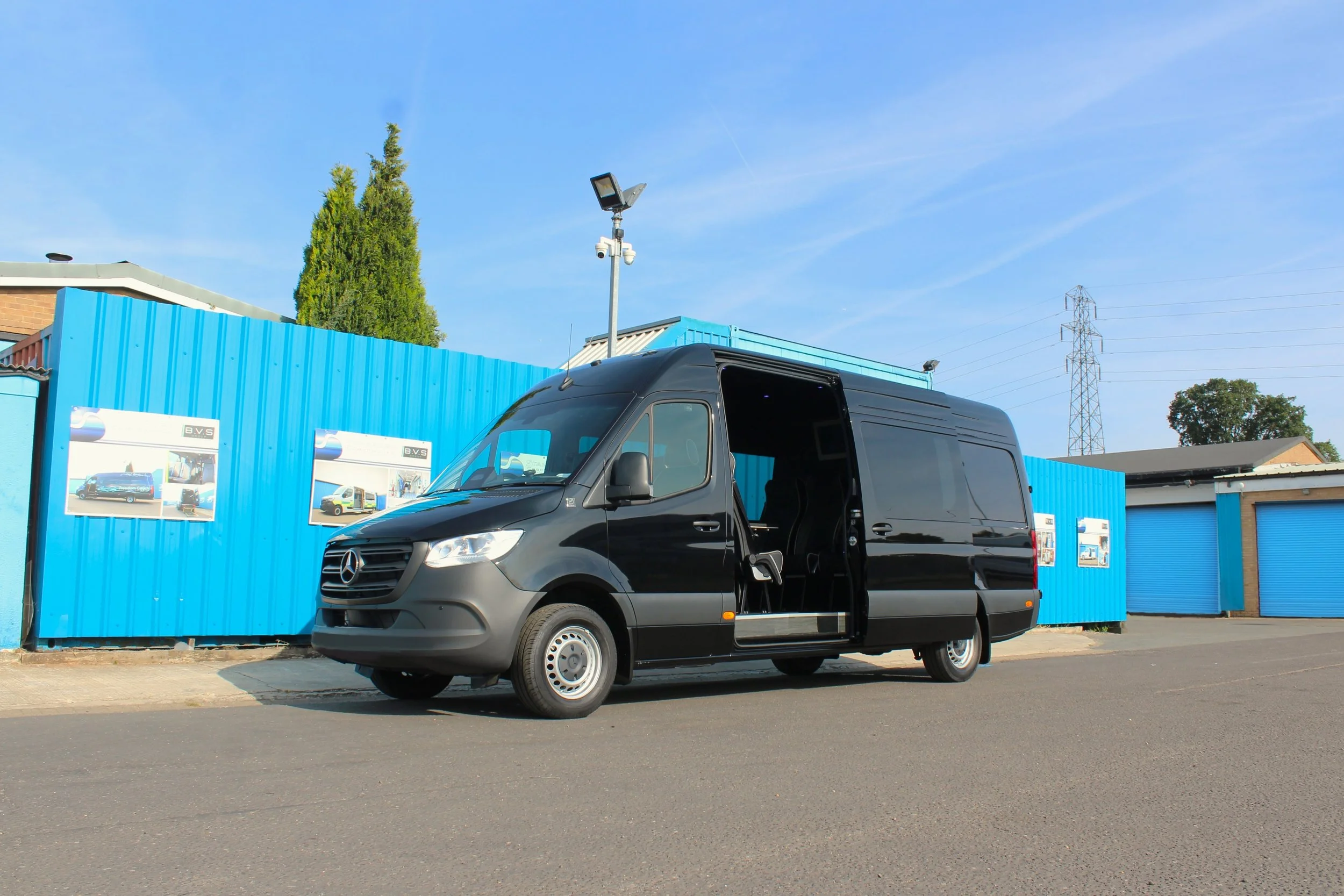 A Mercedes Sprinter tour bus converted for Ibex Touring earlier this year.