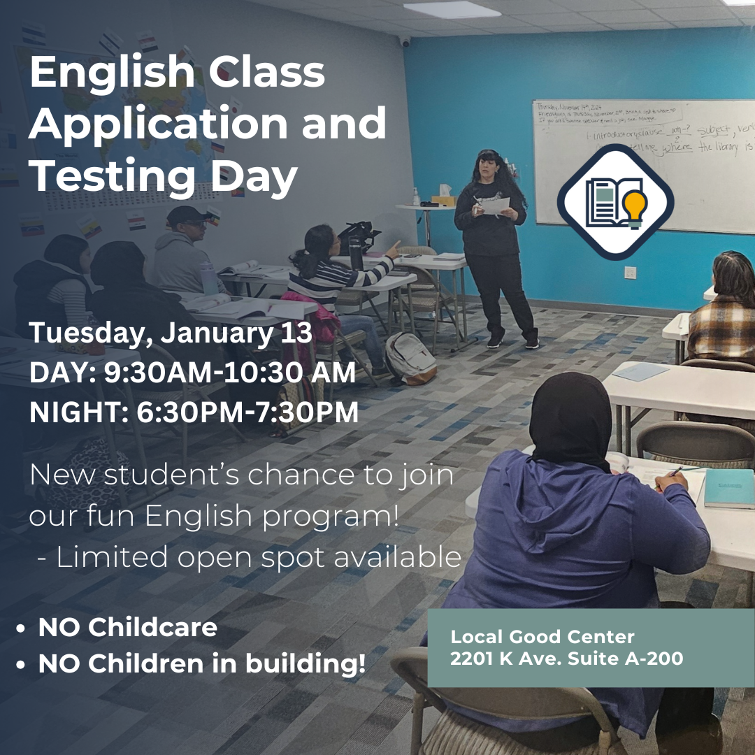 English Class NEW Student Application and Testing Day