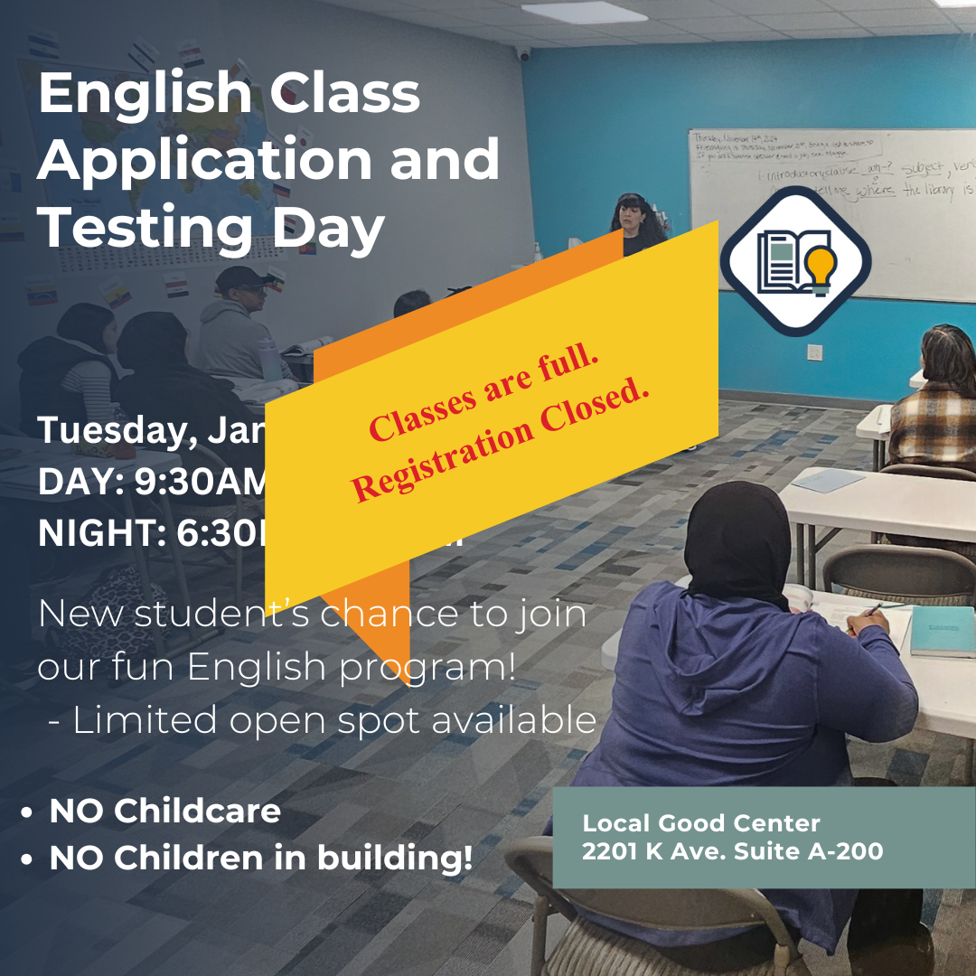 English Class NEW Student Application and Testing Day