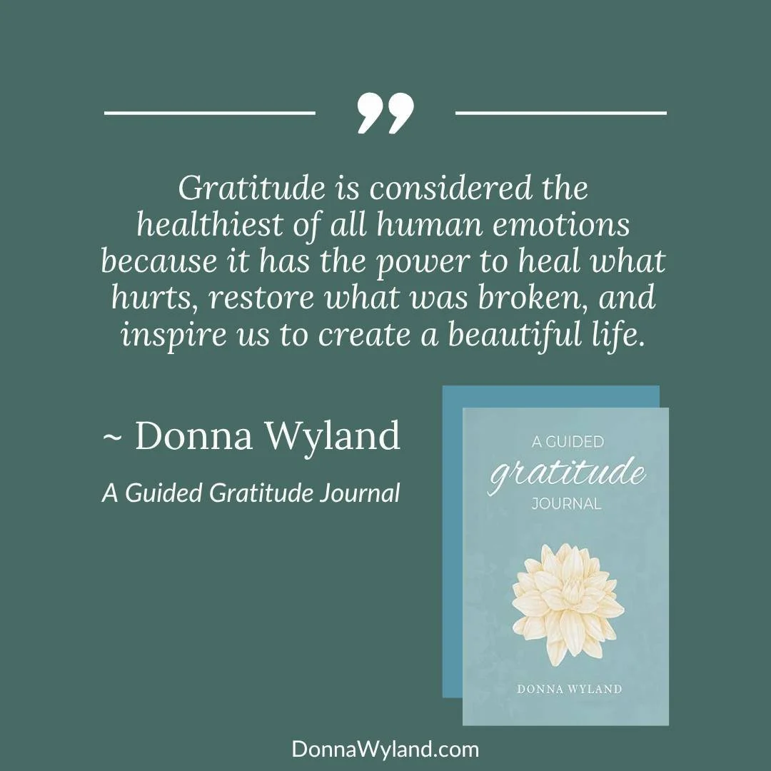 &ldquo;Gratitude is considered the healthiest of all human emotions because it has the power to heal what hurts, restore what was broken, and inspire us to create a beautiful life.&rdquo;

A Guided Gratitude Journal, Donna Wyland
Now available on Ama