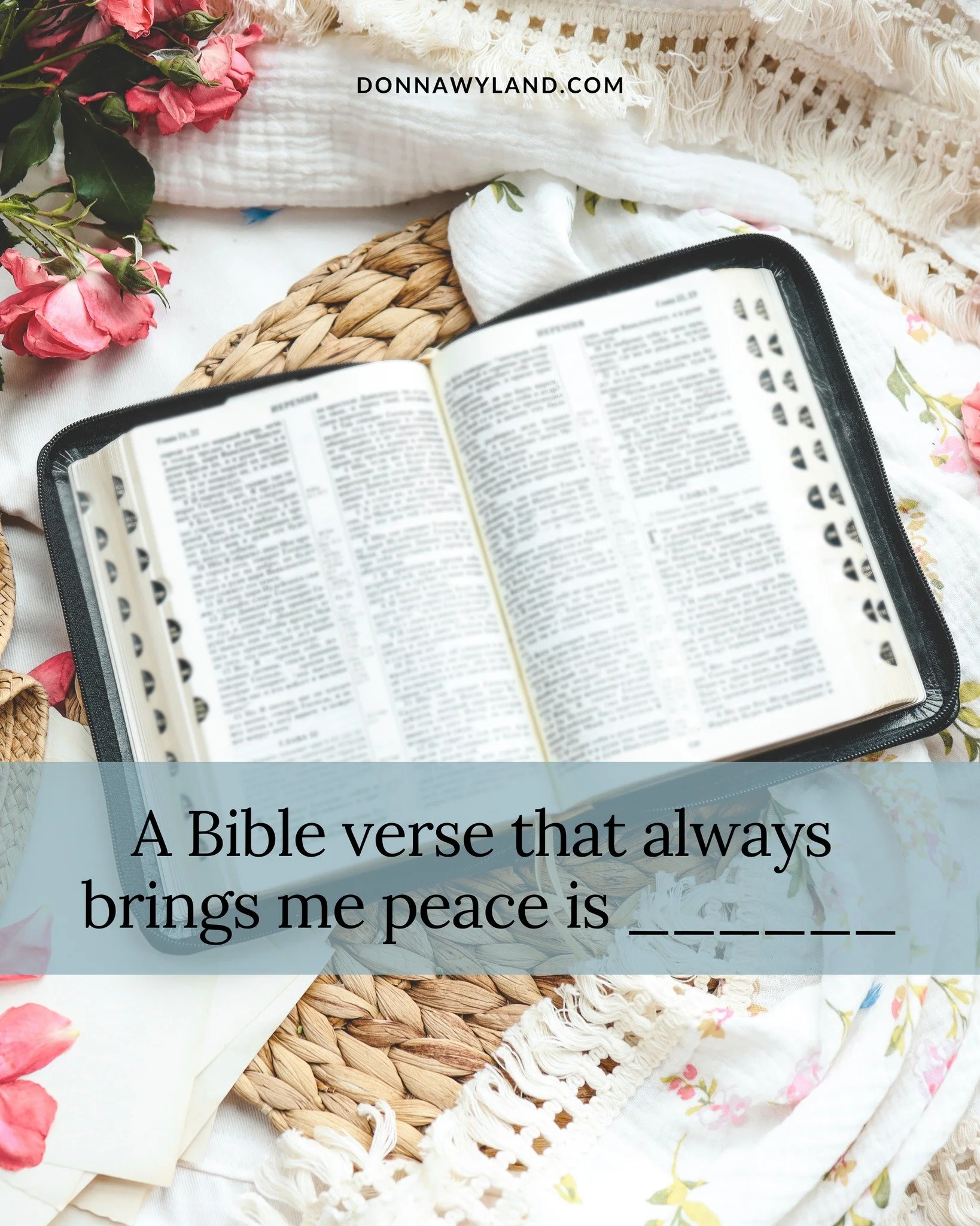 Finish the sentence!
Which verse brings your heart instant comfort? Drop it below&mdash;your favorite might bless someone else today. 💛

#ChristianAuthorsofInstagram #Bibleverse #Peace #DonnaWyland
