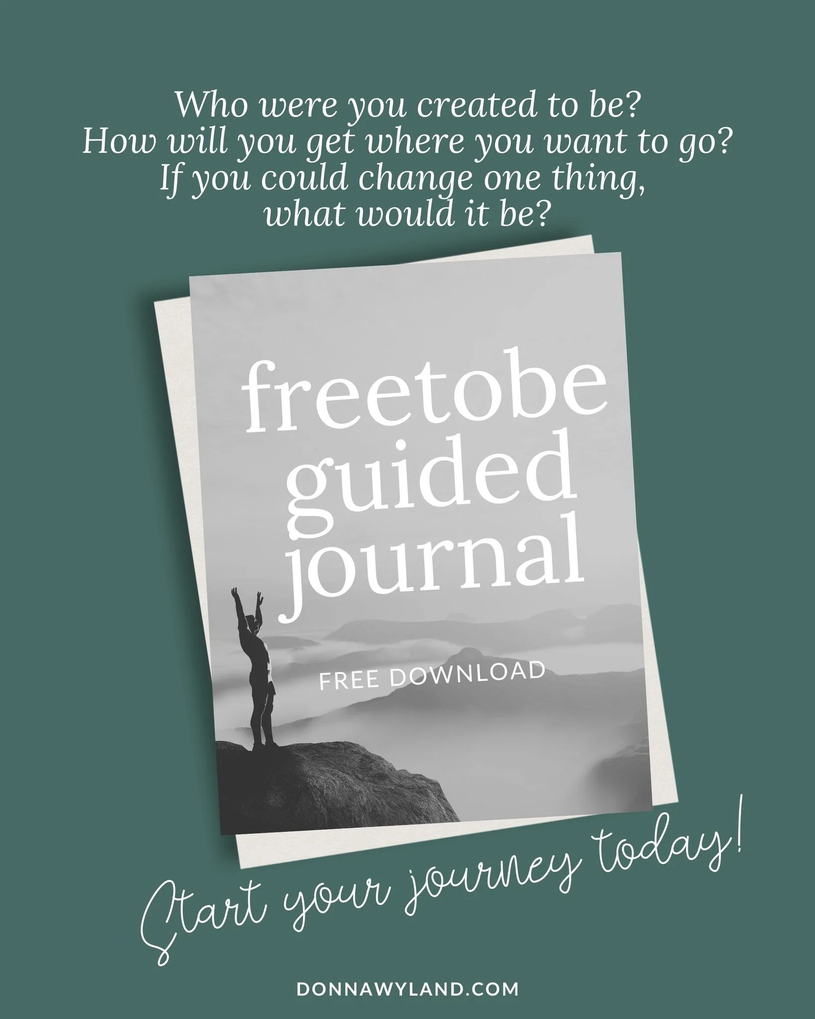 The Freetobe Guided Journal asks the powerful questions. YOU provide the answers. 

Who were you created to be?
How will you get where you want to go?
If you could change one thing, what would it be?

Download your FREE guided journal to start your j