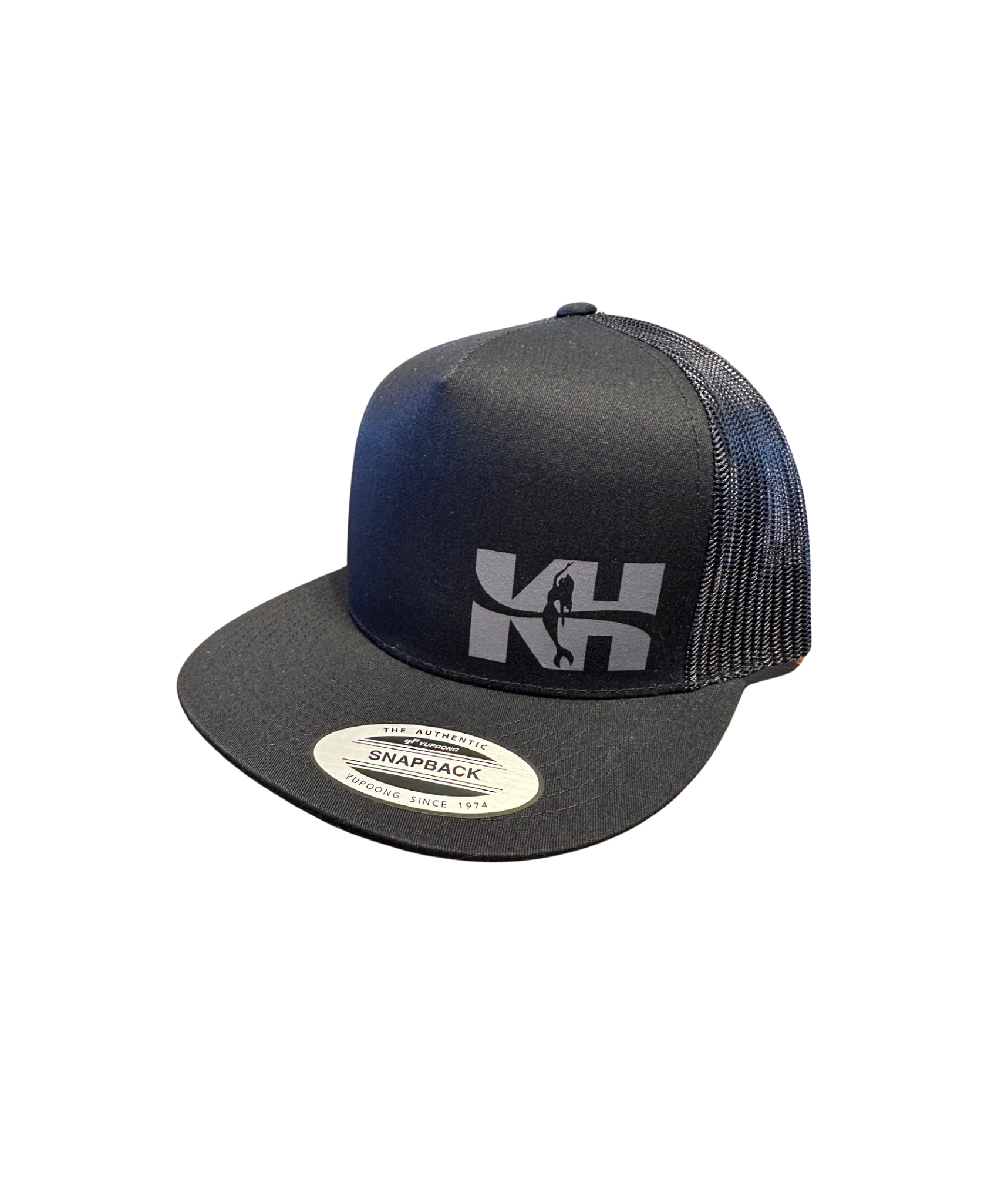 Flat Bill Trucker Hat - Black