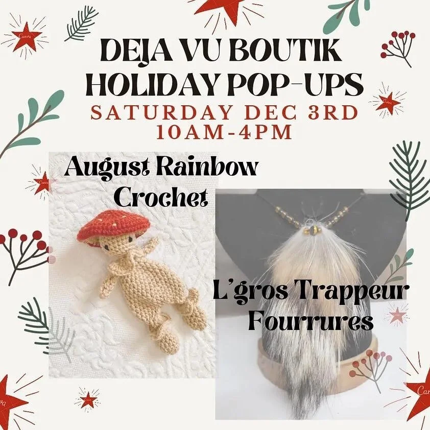 This Saturday I will be at @dejavuboutik in New Liskeard from 10am to 4pm! Come say hi!