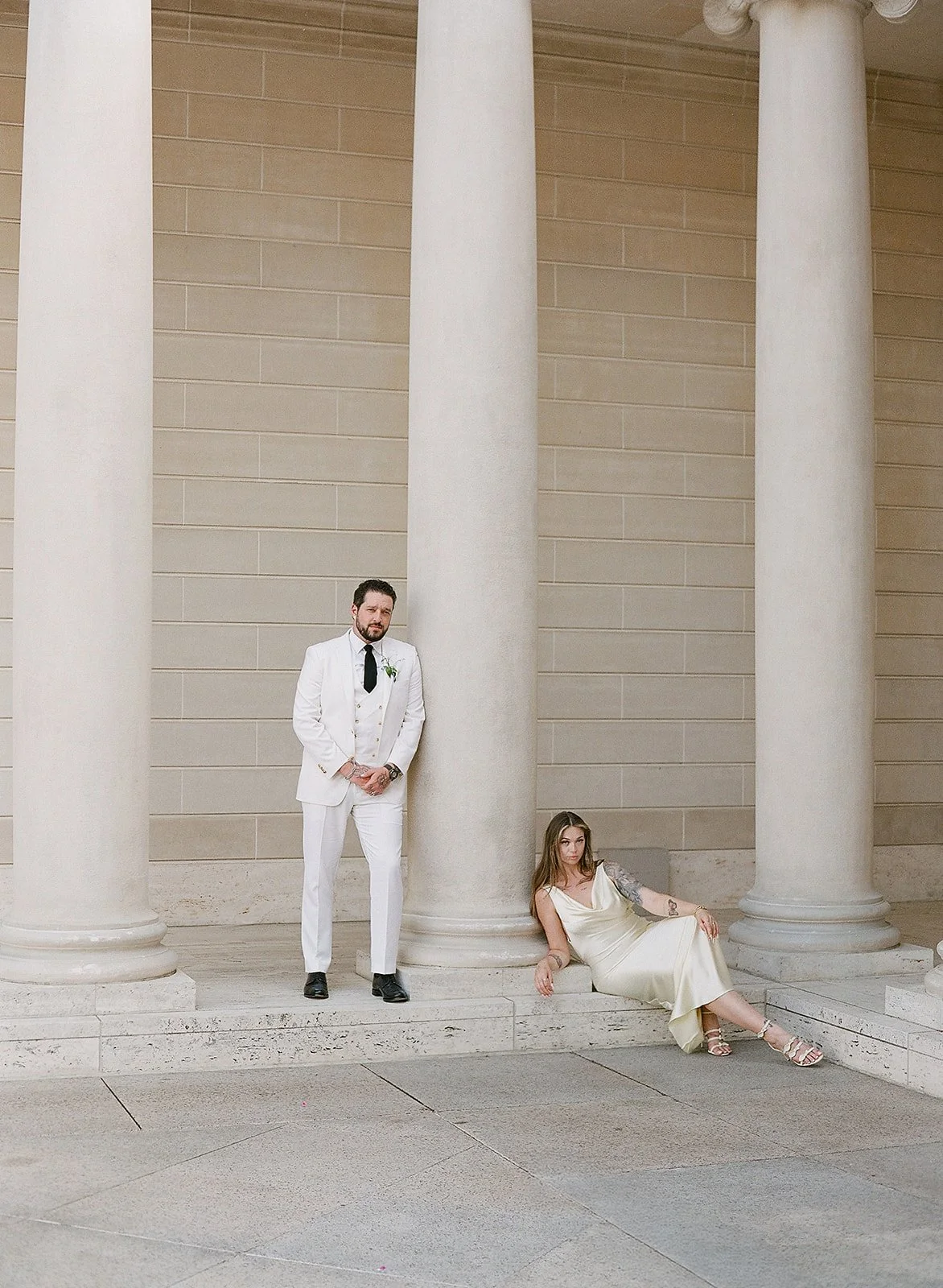 Bride and groom at the Legion of Honor in San Francisco — film wedding photography by Radostina Boseva