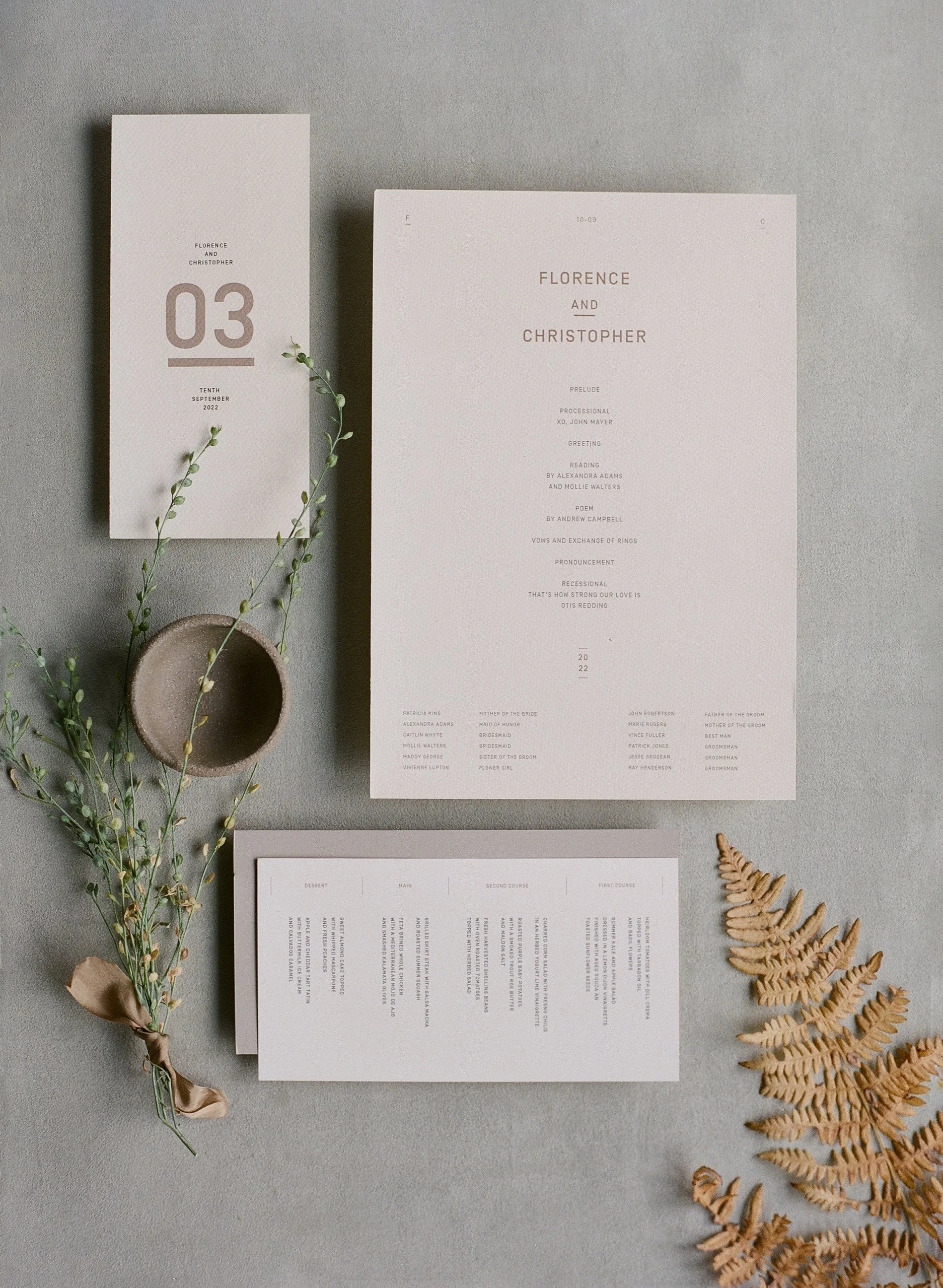 Wedding stationery and menu detail on film — Los Angeles wedding photographer Radostina Boseva