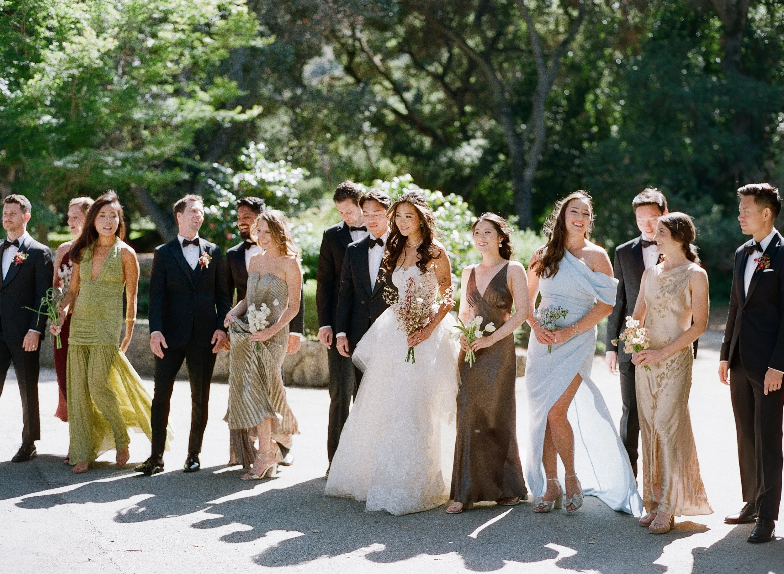 Bridal party walking at Stonepine Estate in Carmel Valley — film wedding photography by Radostina Boseva