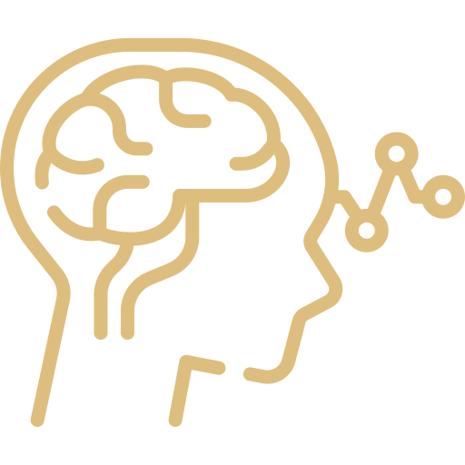 Outline of a human head with a brain, connected to circuit-like lines and nodes, symbolizing mental or cognitive technology.