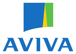 Aviva logo with blue, yellow, and green design