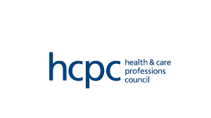 HCPC logo with the text 'health & care professions council'